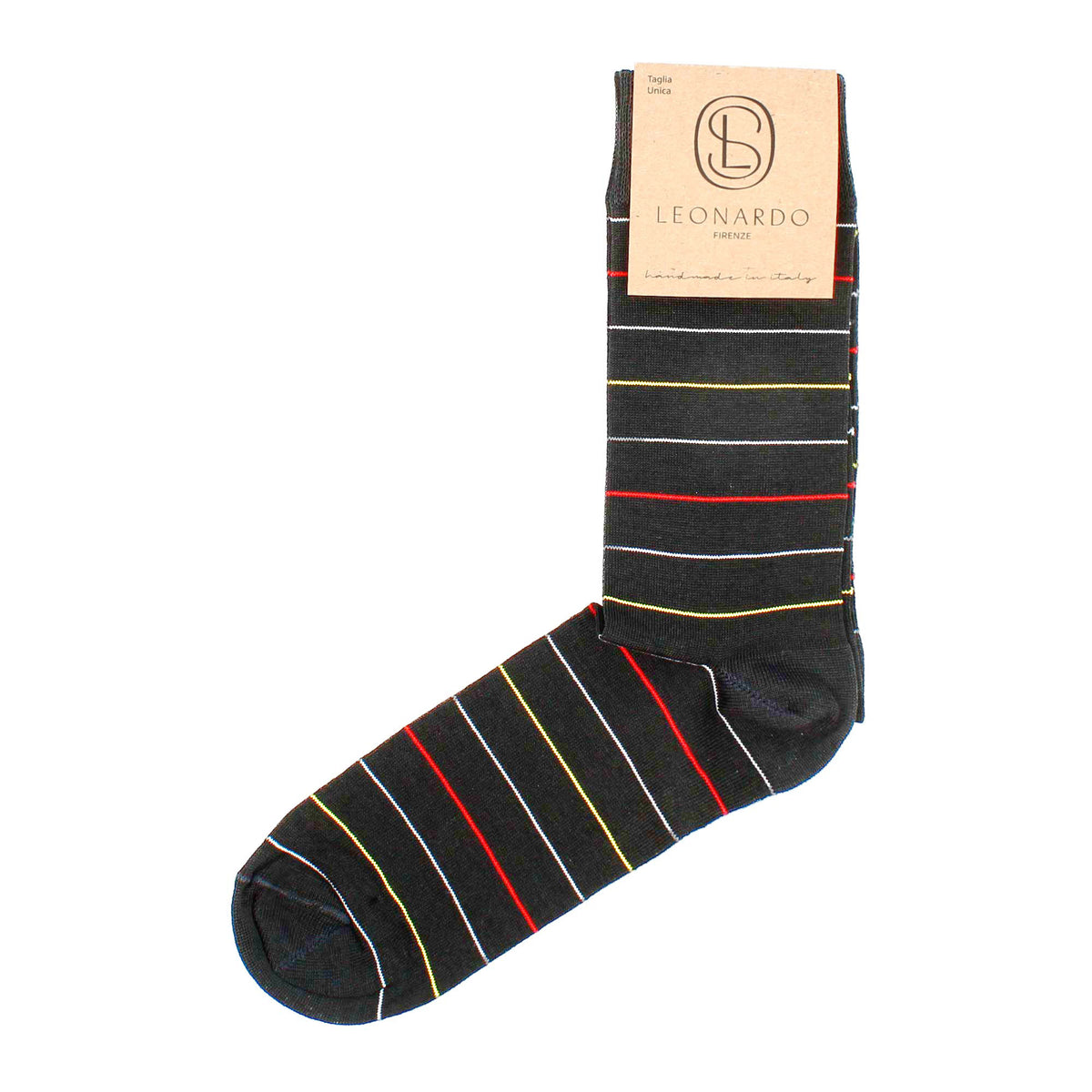 Calzini da uomo in Filo di Scozia grigio con righe a colori - LeonardoShoes