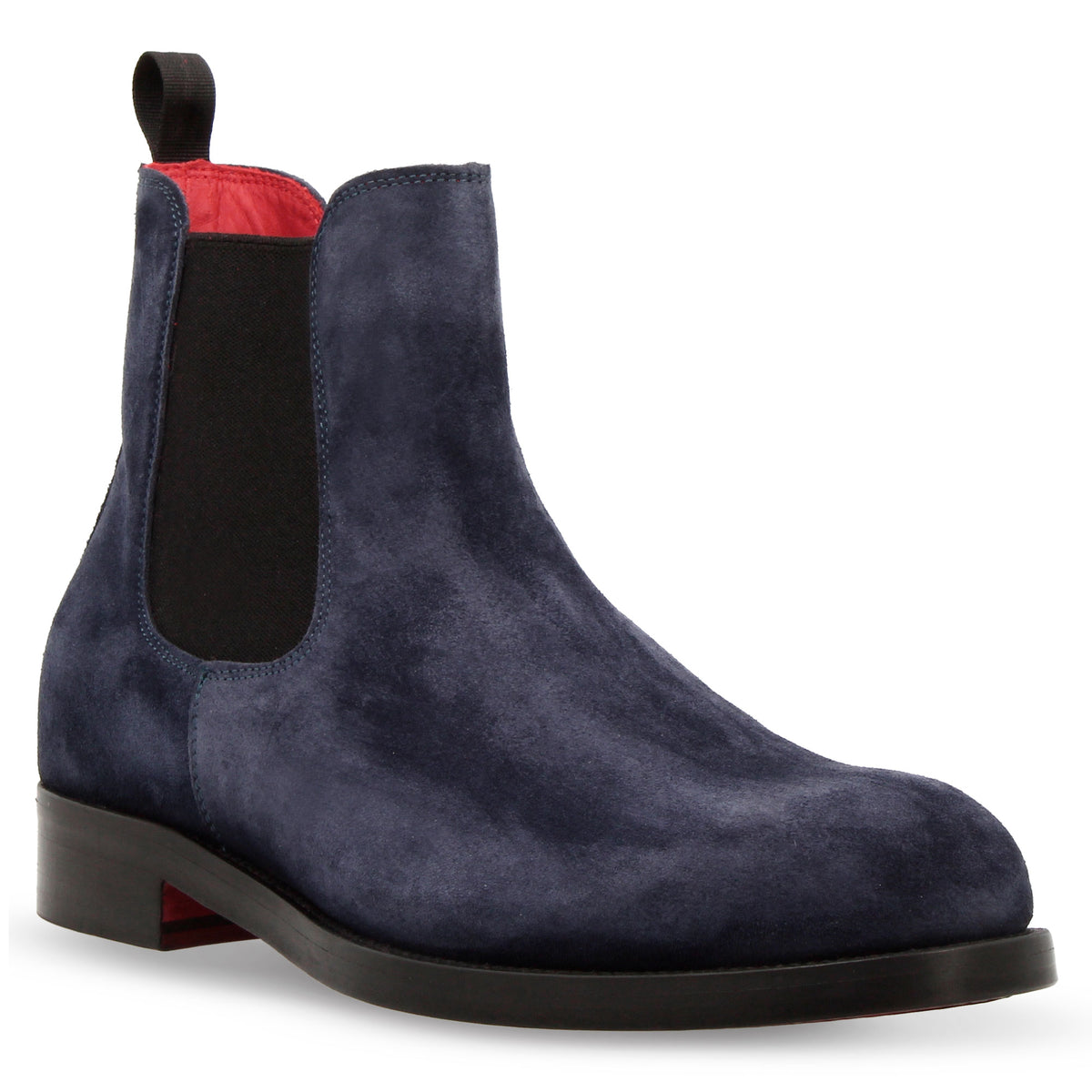 Stivaletti da uomo Chelsea in pelle scamosciata blu suola in cuoio - LeonardoShoes
