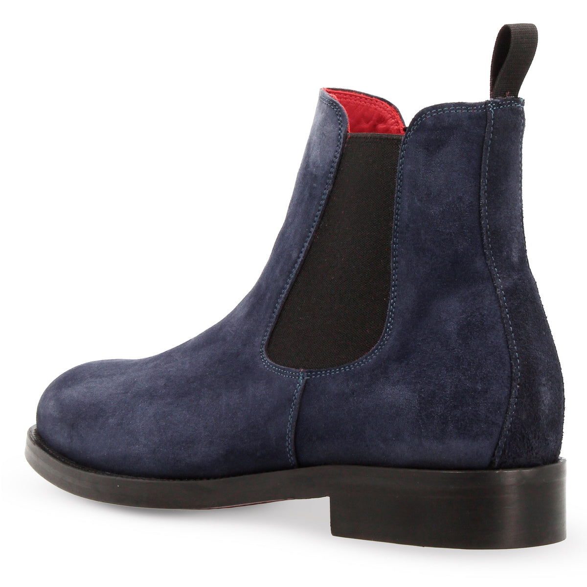 Stivaletti da uomo Chelsea in pelle scamosciata blu suola in cuoio - LeonardoShoes