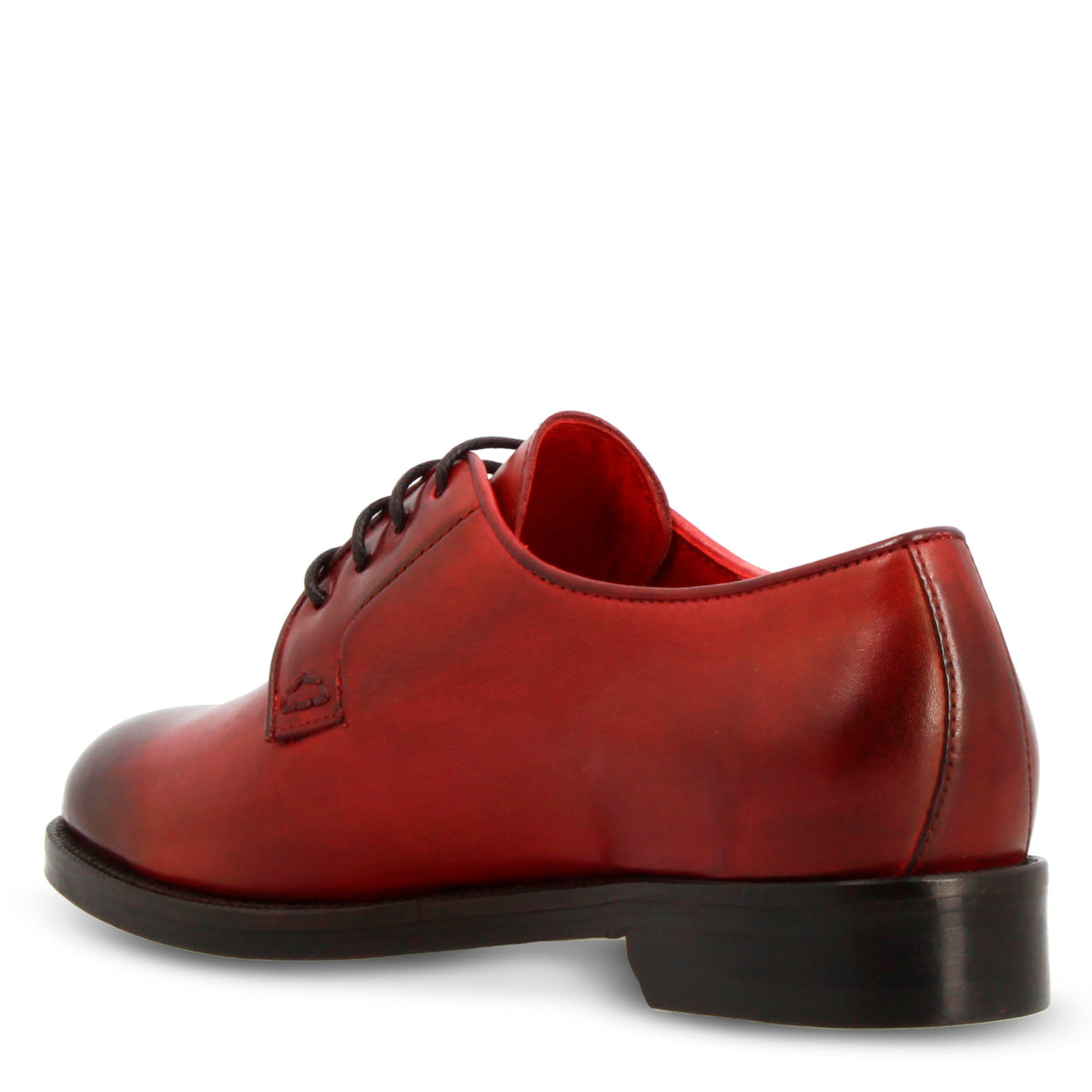 Derby da donna liscio in pelle colore bordeaux - LeonardoShoes