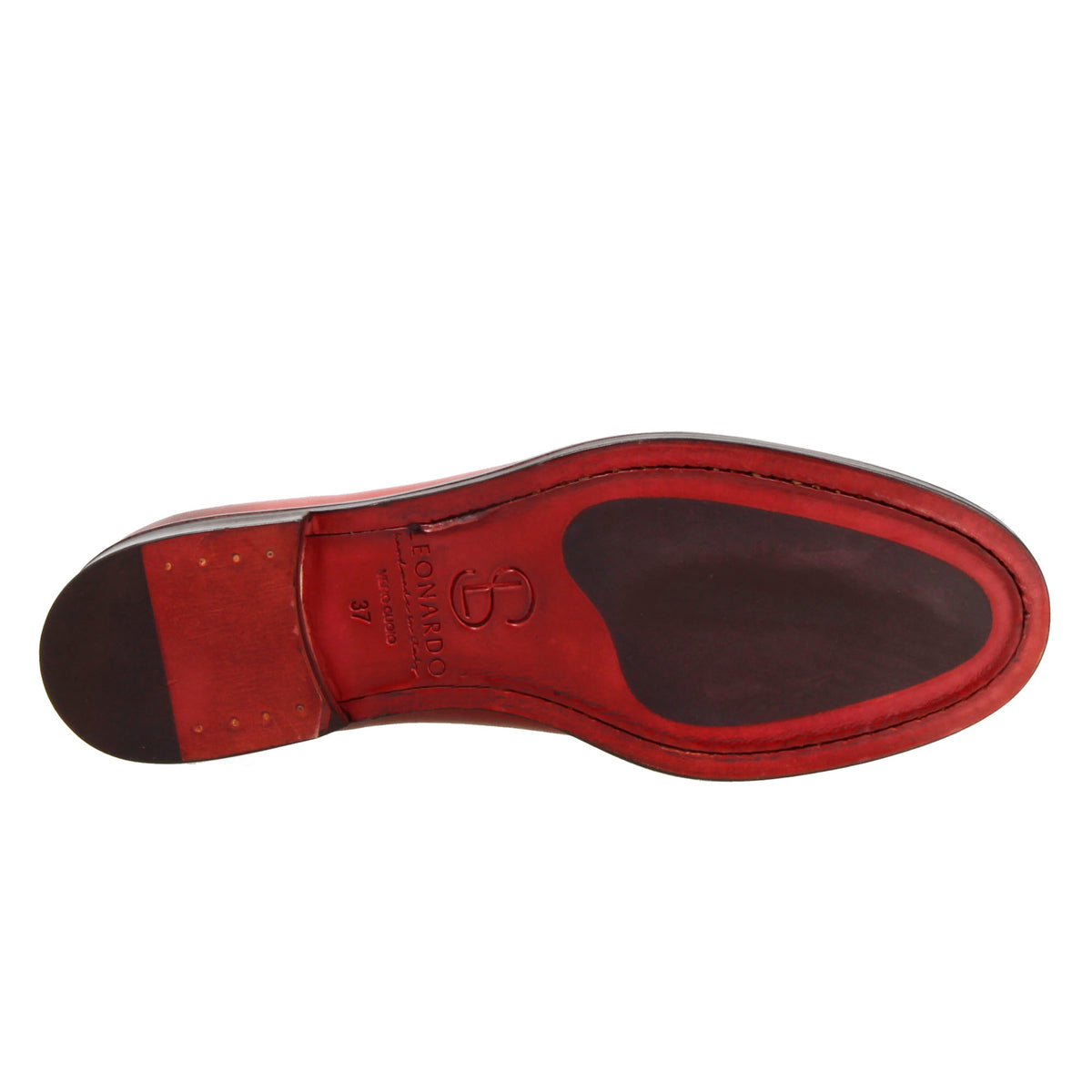 Derby da donna liscio in pelle colore bordeaux - LeonardoShoes