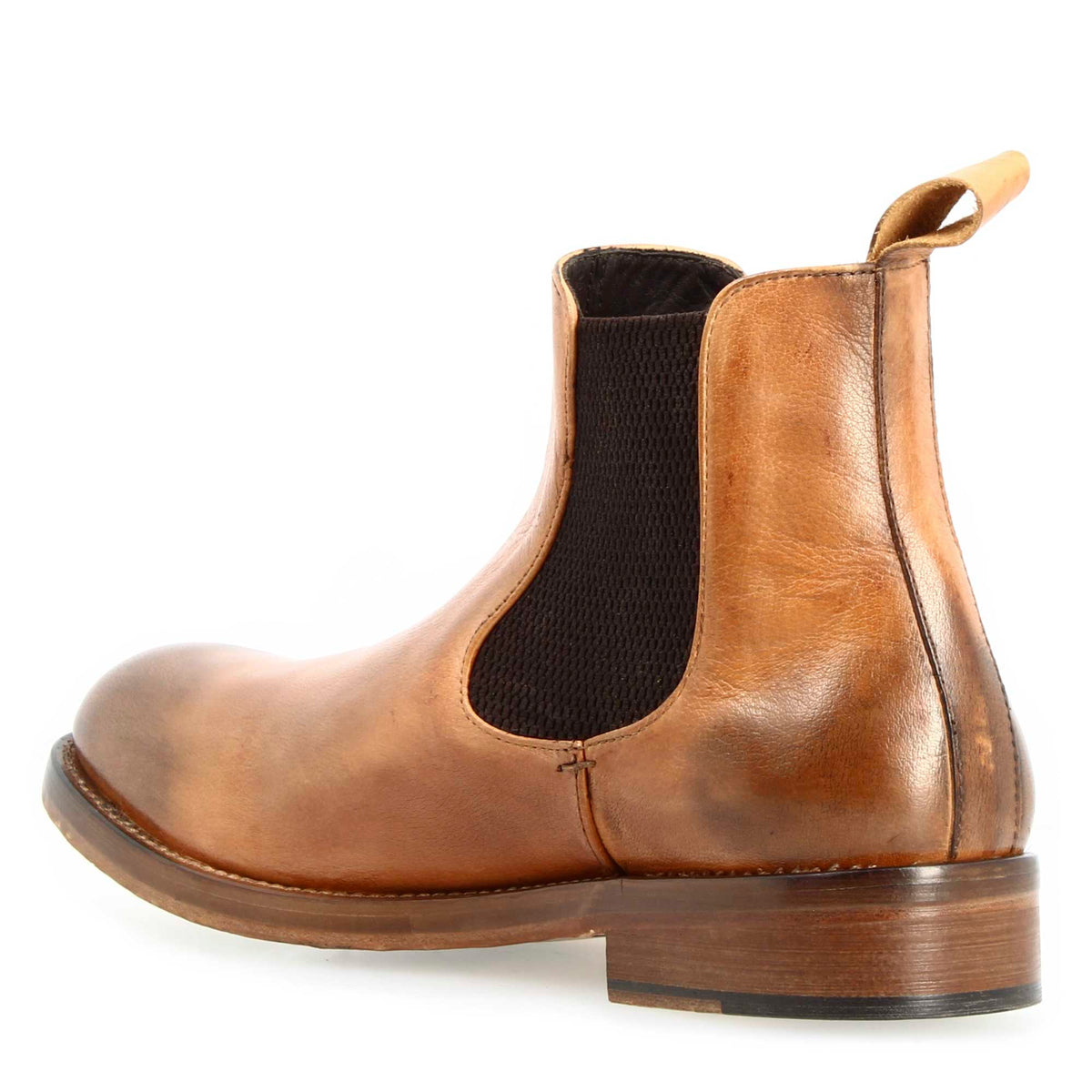 Stivaletto Chelsea diver da uomo in pelle lavata marrone chiaro - LeonardoShoes