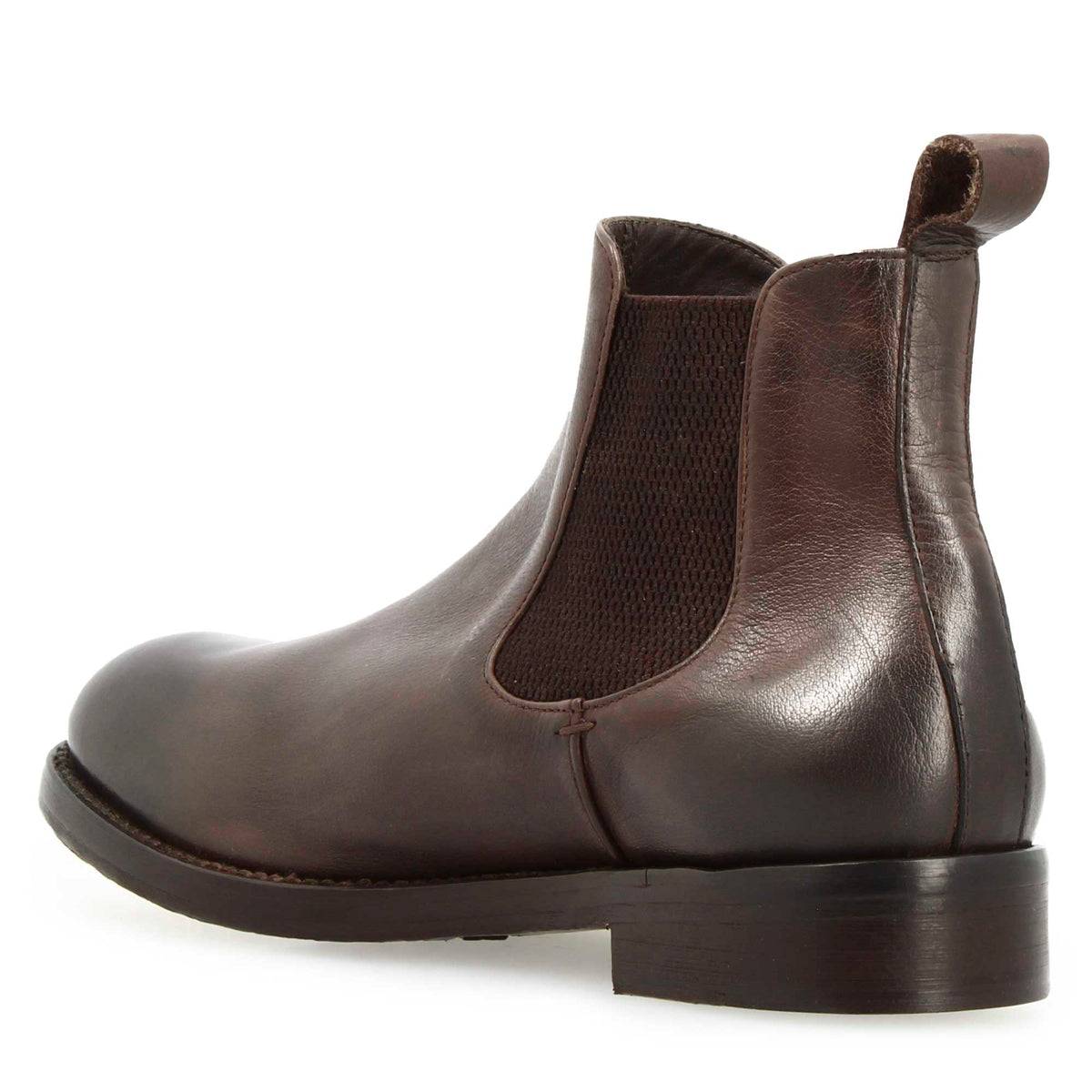 Stivaletto Chelsea diver da uomo in pelle lavata testa di moro - LeonardoShoes