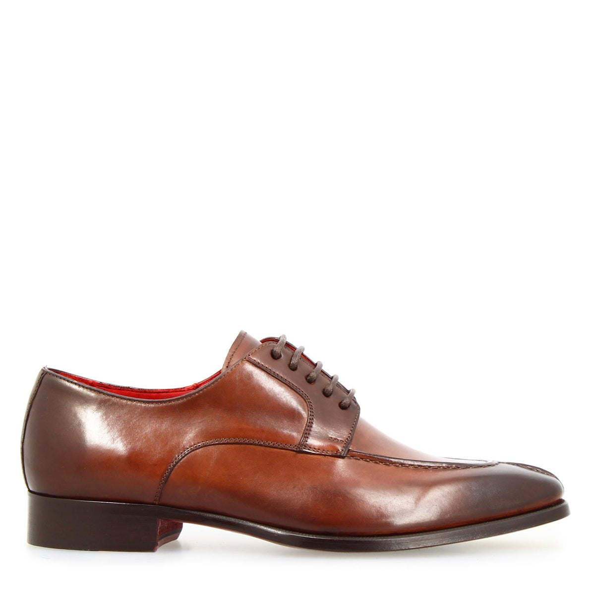 Alfeo marrone derby da uomo artigianale in pelle - LeonardoShoes