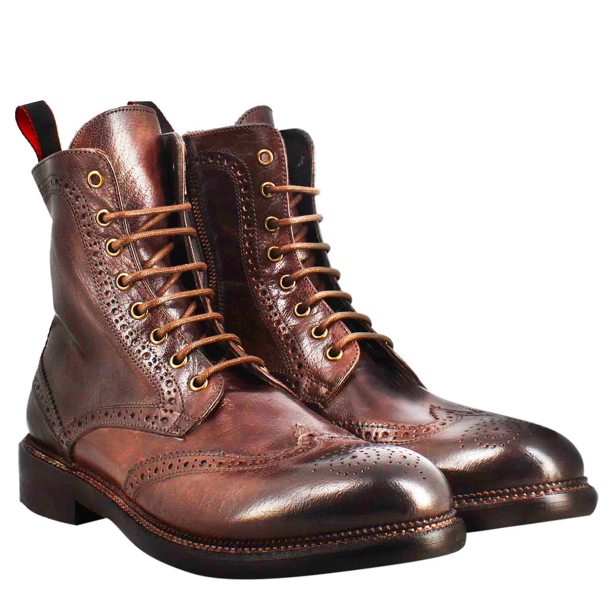 Anfibi candy da uomo in pelle lavata colore bronzato - LeonardoShoes