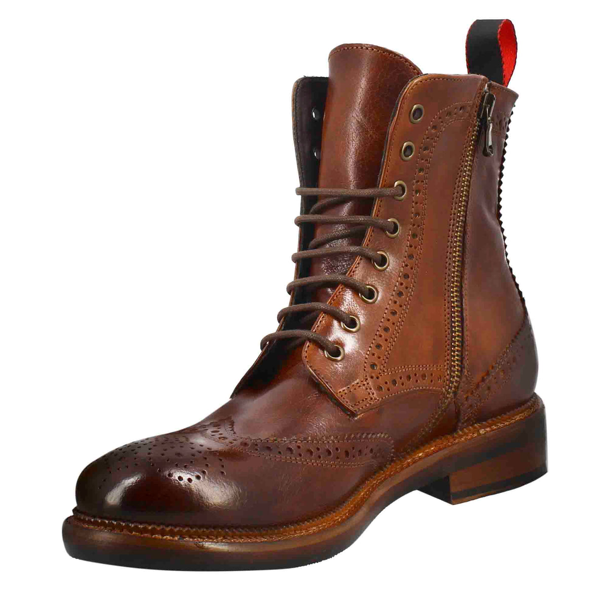 Anfibi candy da uomo in pelle lavata colore cuoio scuro - LeonardoShoes