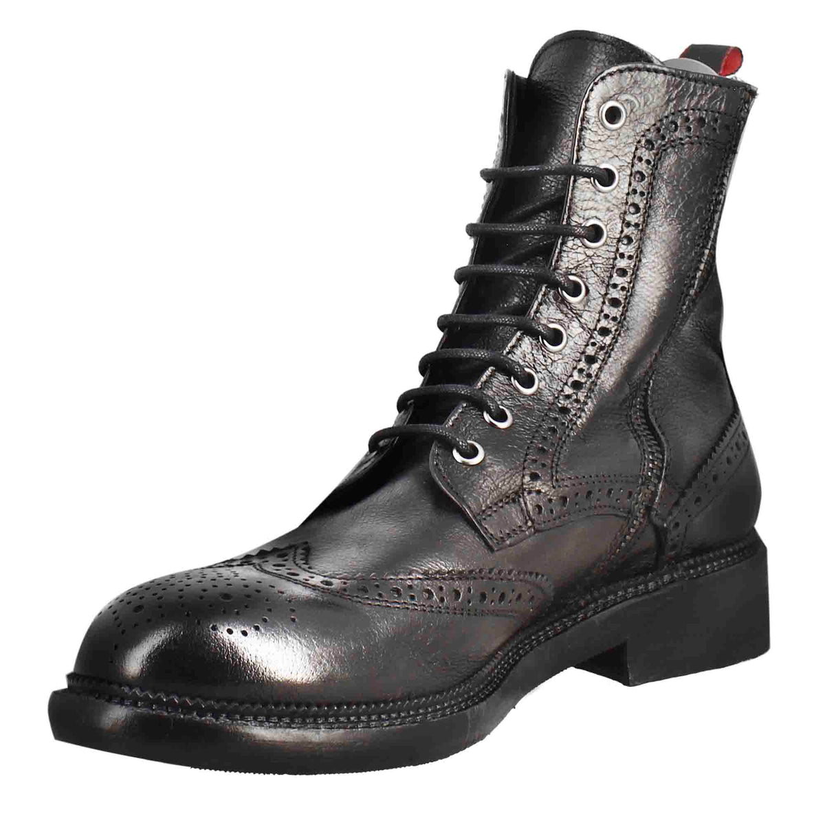 Anfibi candy da uomo in pelle lavata colore nero - LeonardoShoes