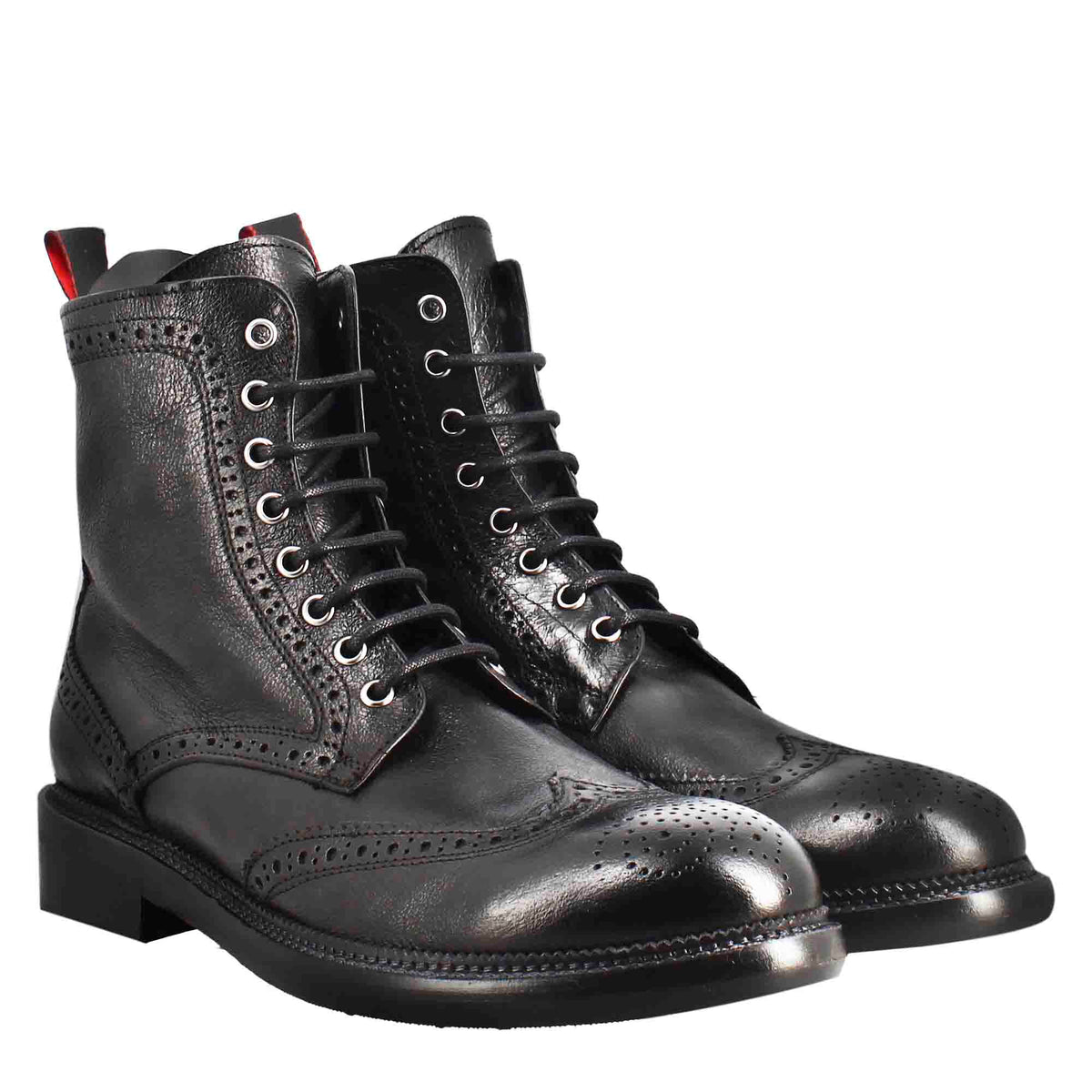 Anfibi candy da uomo in pelle lavata colore nero - LeonardoShoes