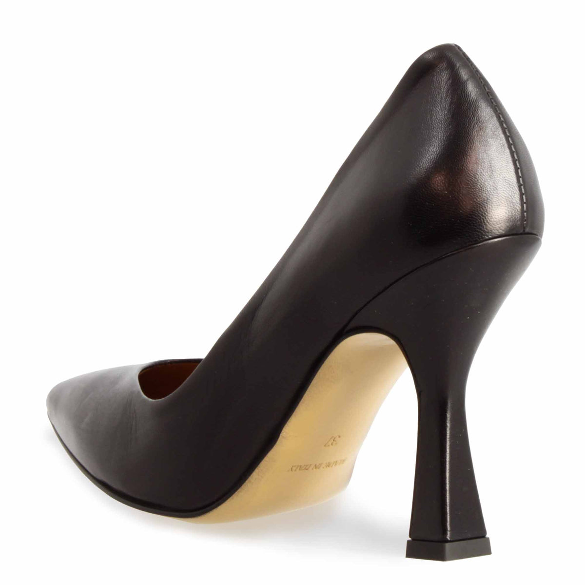 Décolleté nero da donna in pelle e tacco alto 12cm - LeonardoShoes