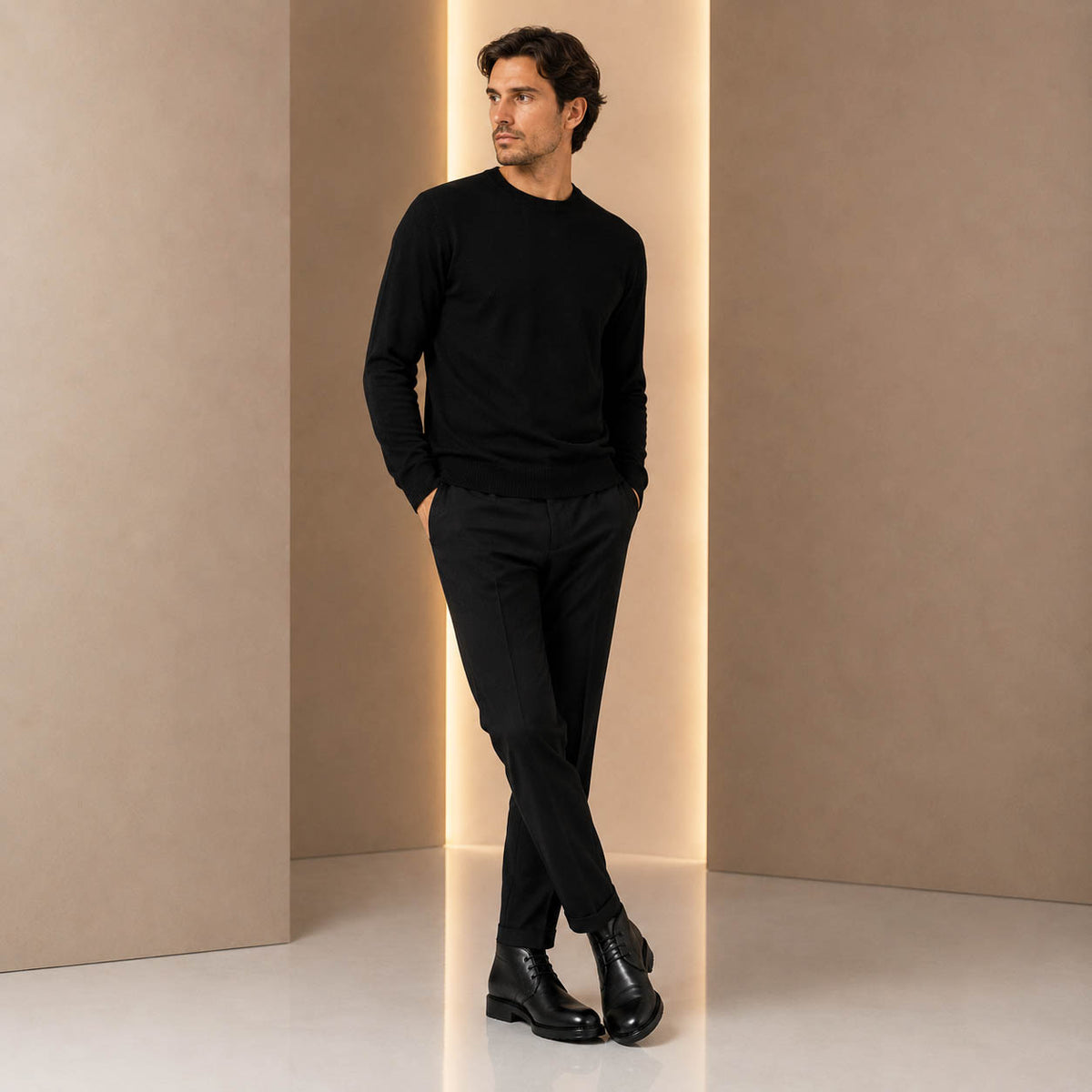 Bacco chukka boot da uomo in pelle nera