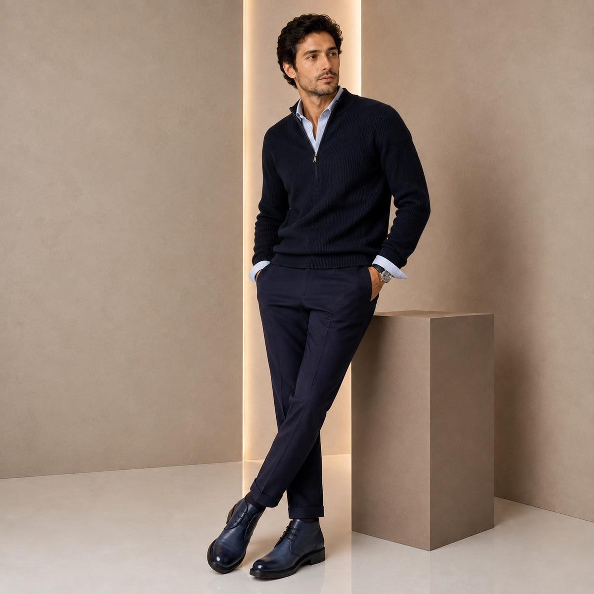 Bacco chukka boot da uomo in pelle blu