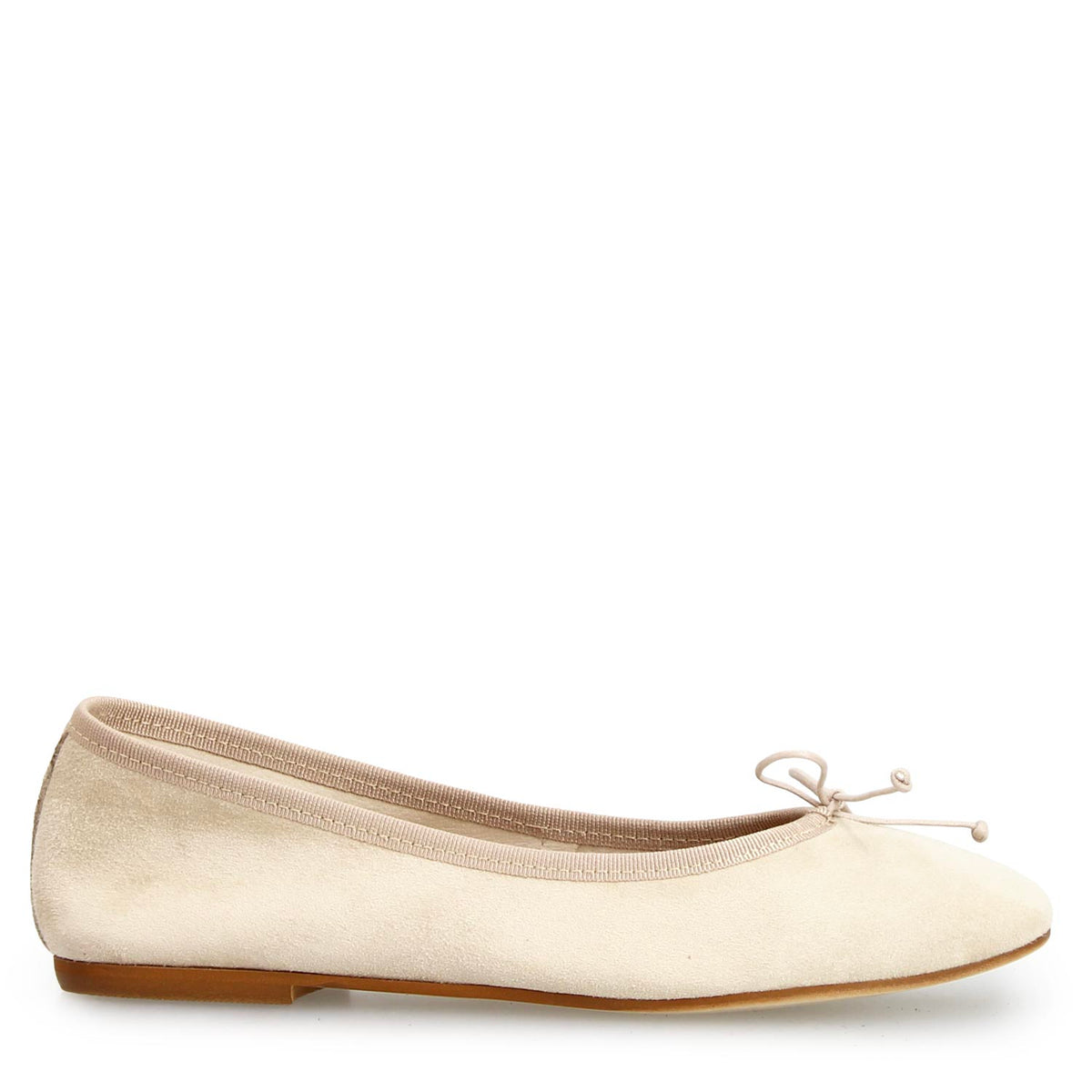 Ballerina da donna Fiocco in camoscio beige sfoderate - LeonardoShoes