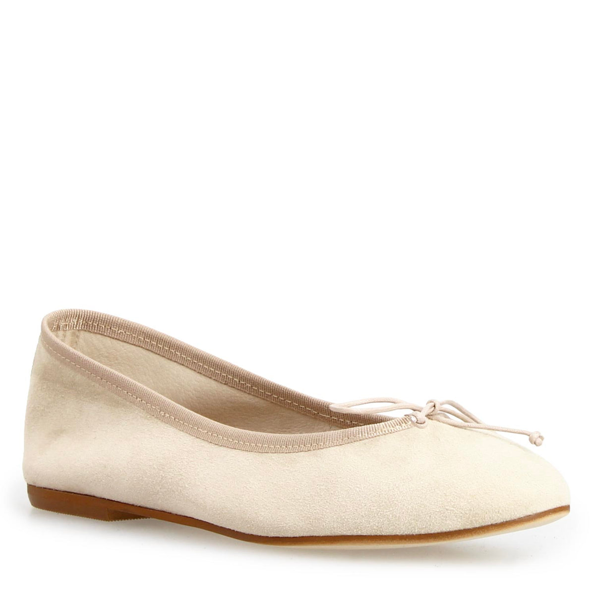 Ballerina da donna Fiocco in camoscio beige sfoderate - LeonardoShoes