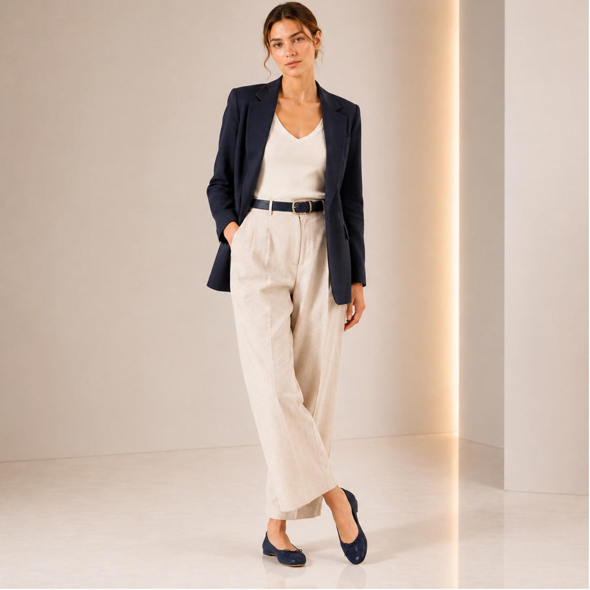 Ballerine da donna Fiocco in pelle blu - LeonardoShoes