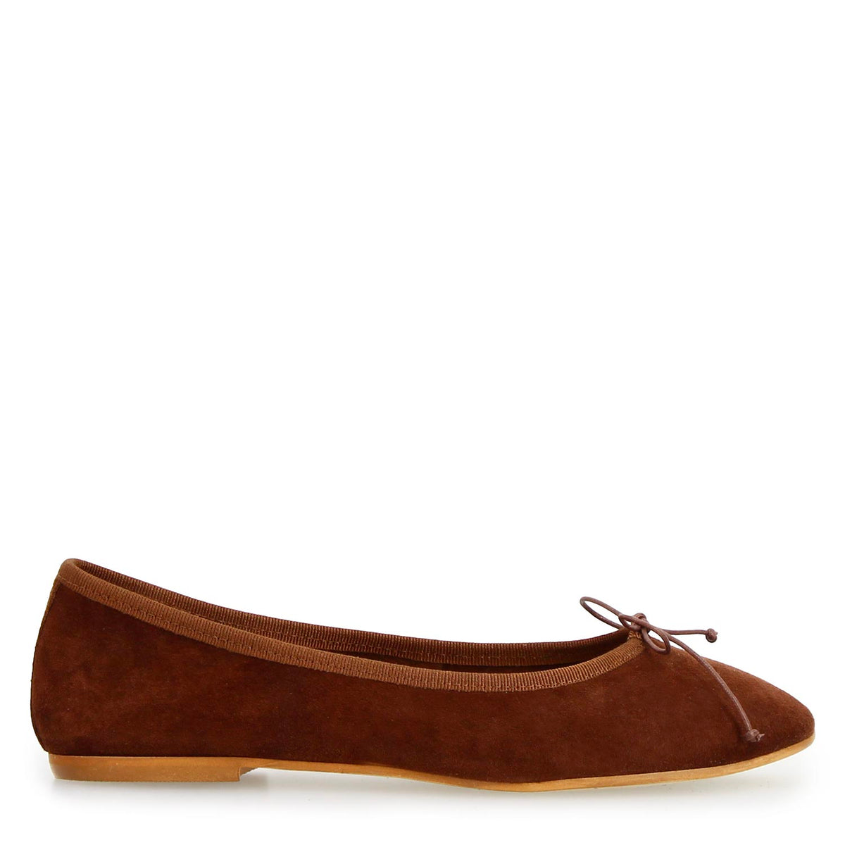 Ballerine da donna Fiocco in camoscio marrone - LeonardoShoes