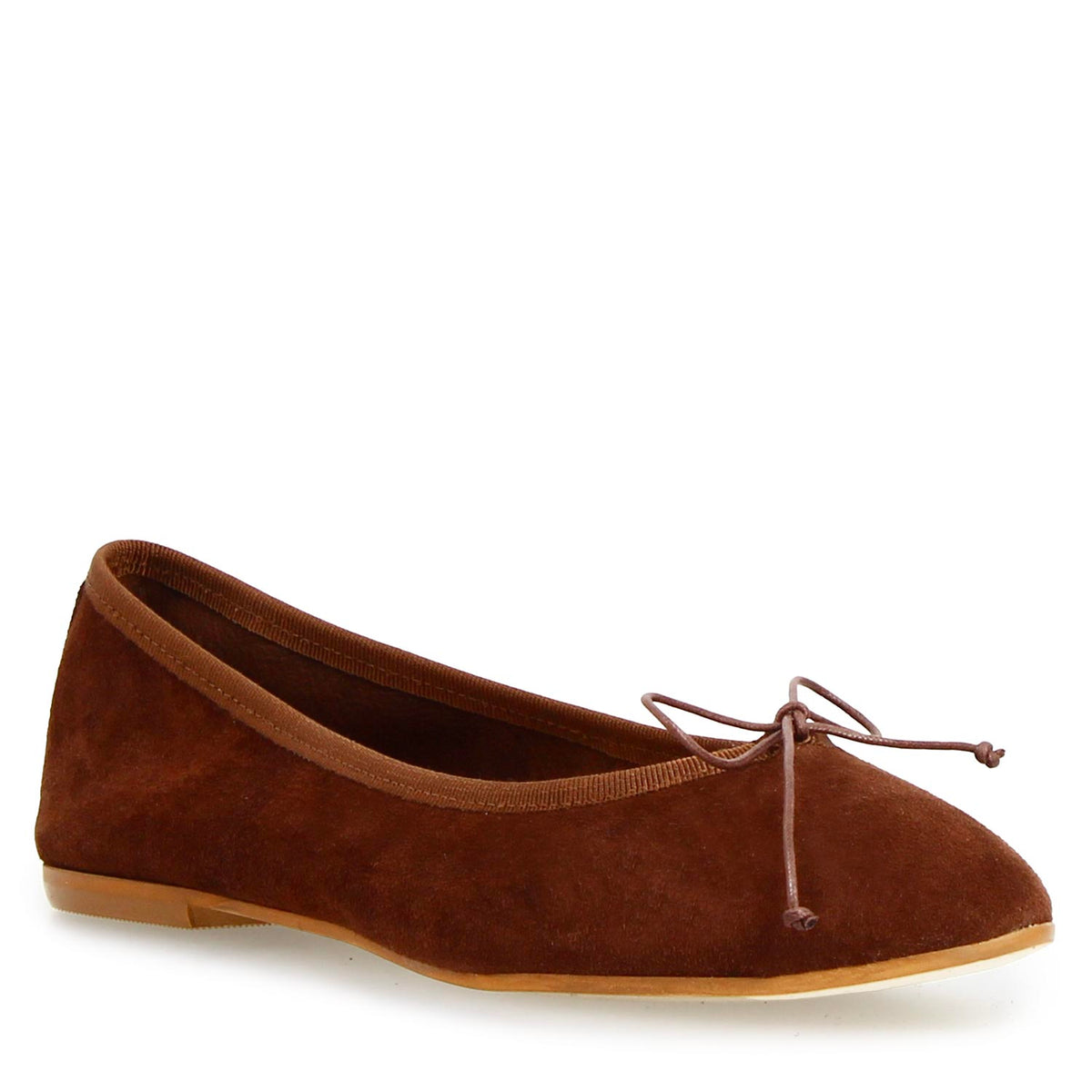 Ballerine da donna Fiocco in camoscio marrone - LeonardoShoes