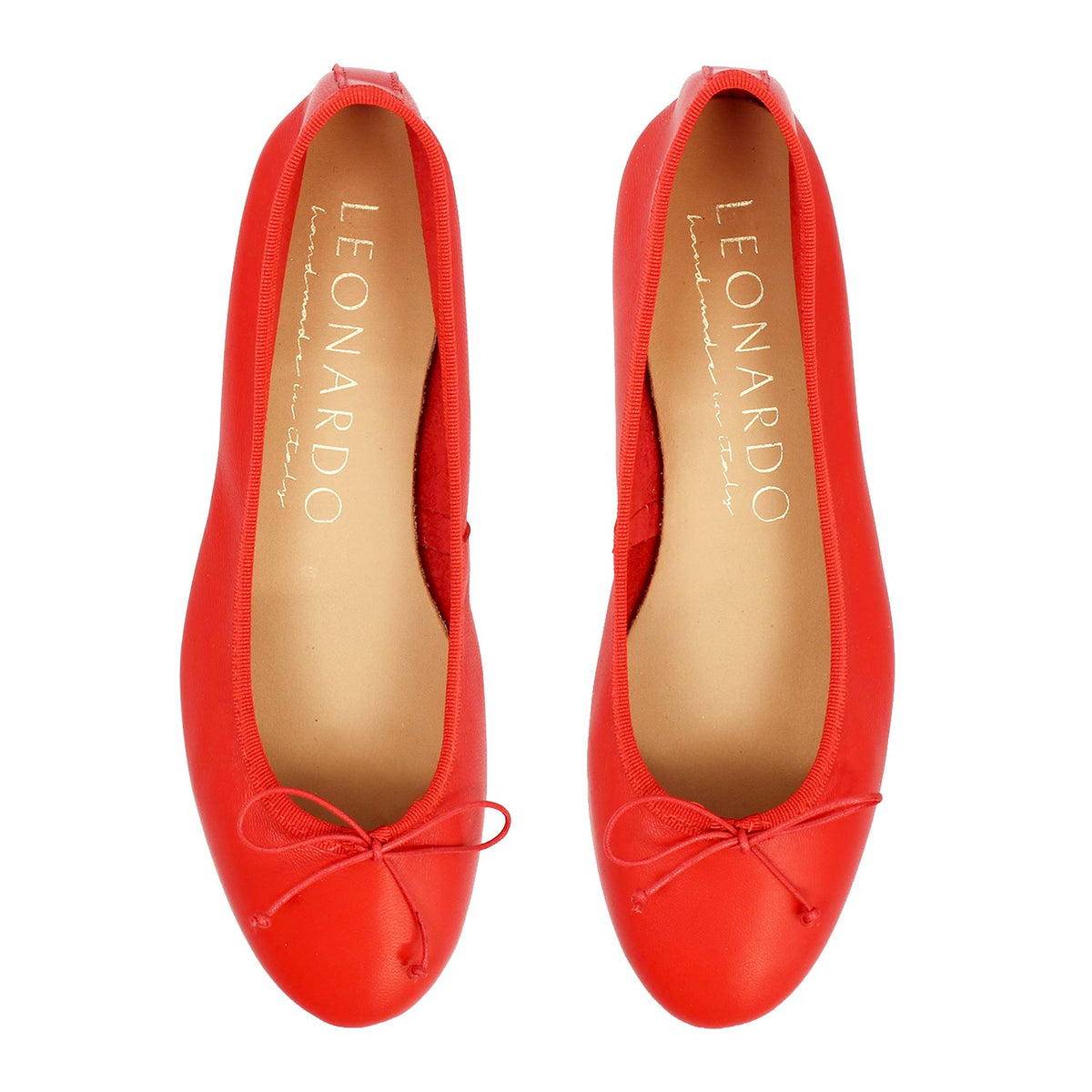 Ballerine da donna Fiocco in pelle rossa - LeonardoShoes