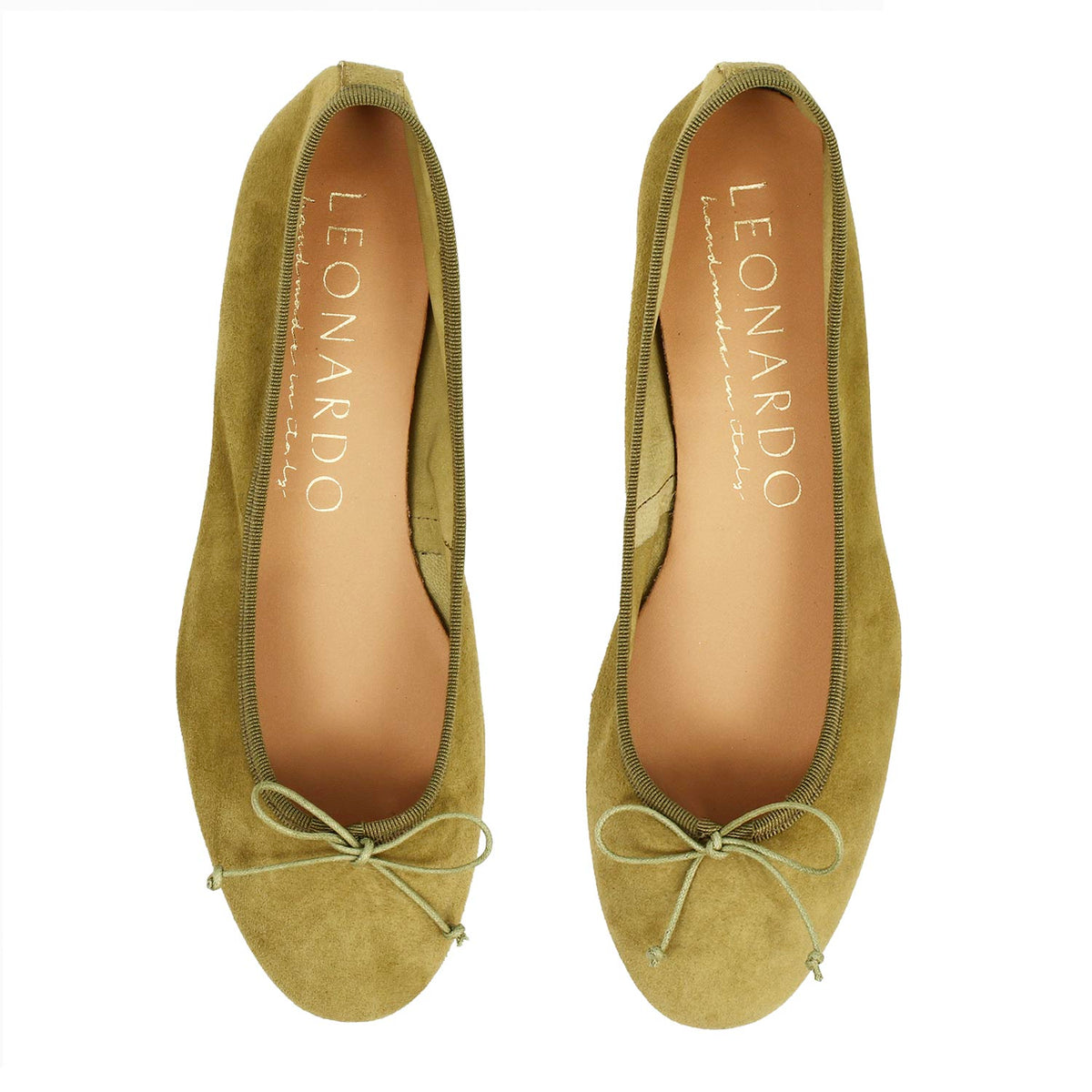 Ballerine da donna Fiocco in camoscio verde - LeonardoShoes