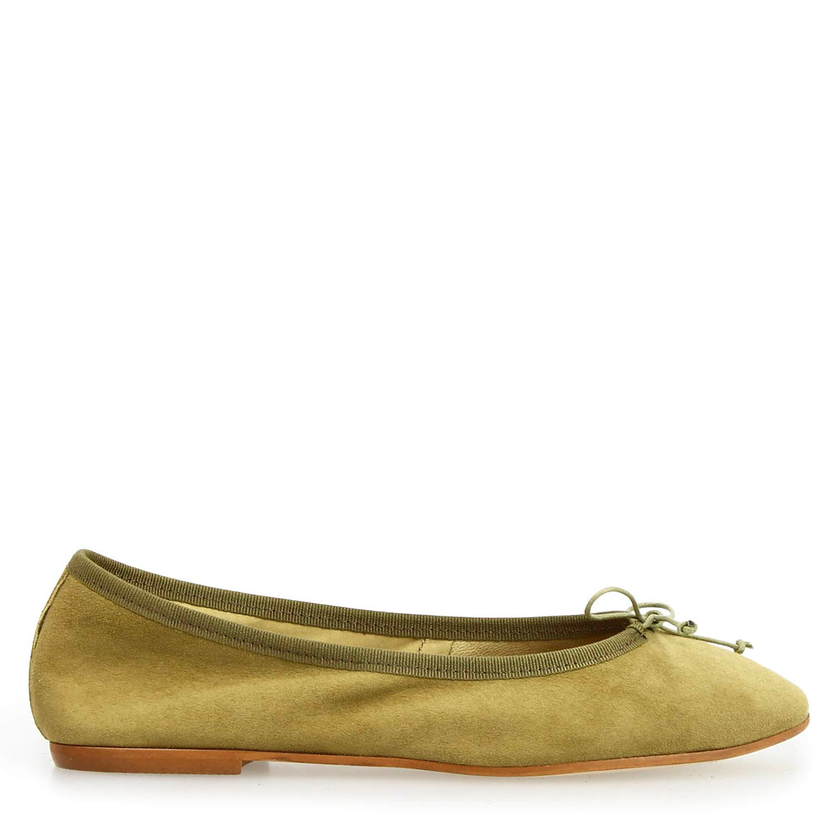 Ballerine da donna Fiocco in camoscio verde - LeonardoShoes