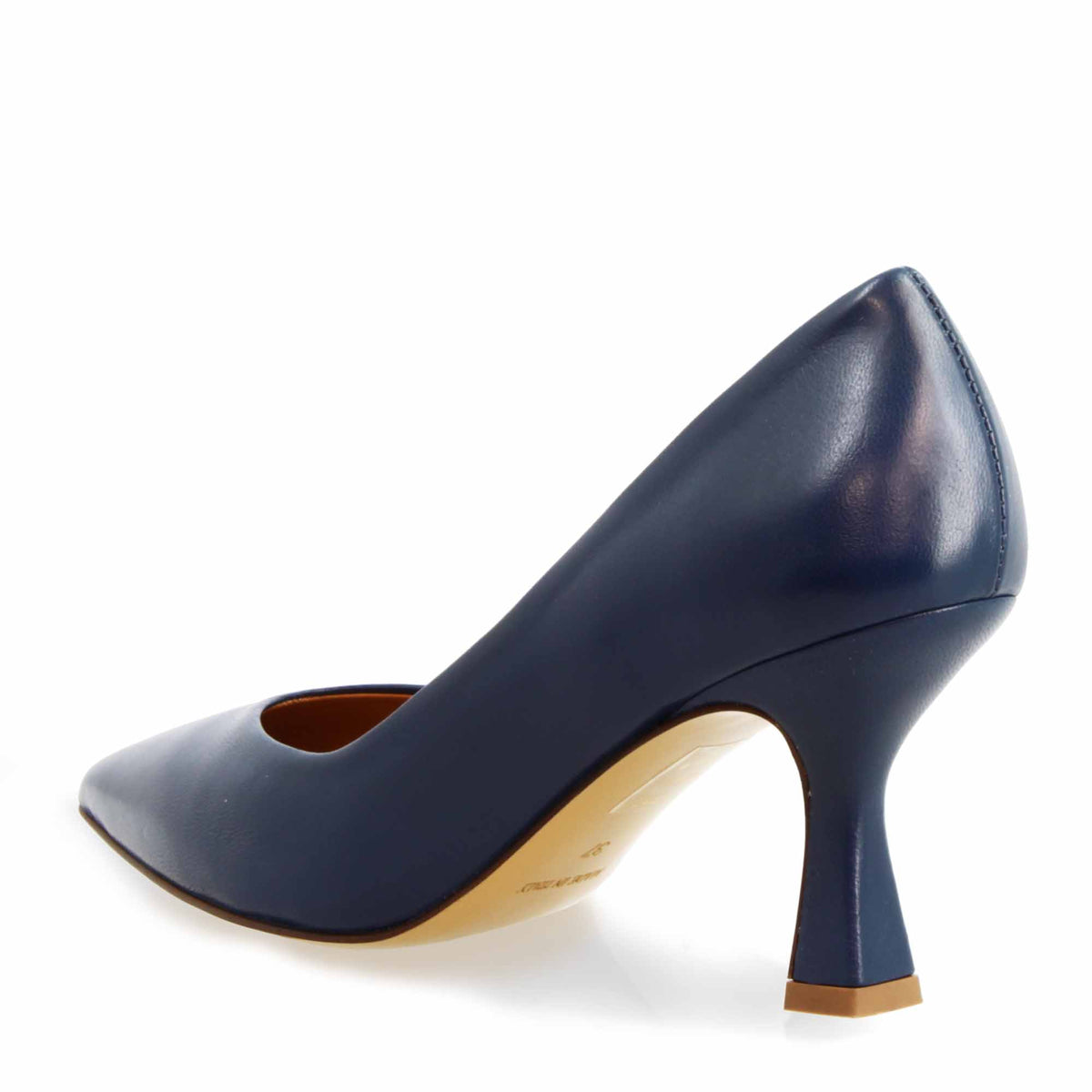 Décolleté da donna a punta e tacco alto in pelle blu - LeonardoShoes