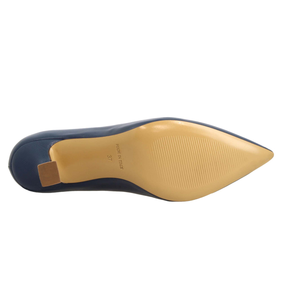 Décolleté da donna a punta e tacco alto in pelle blu - LeonardoShoes
