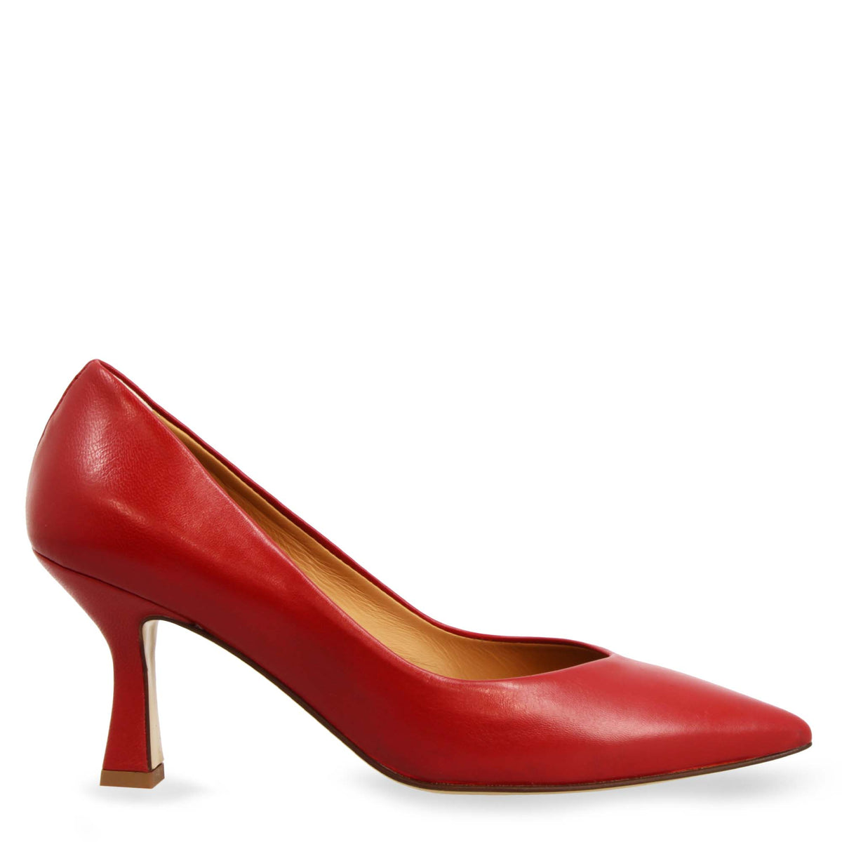 Décolleté rosso da donna in pelle a punta e tacco alto - LeonardoShoes