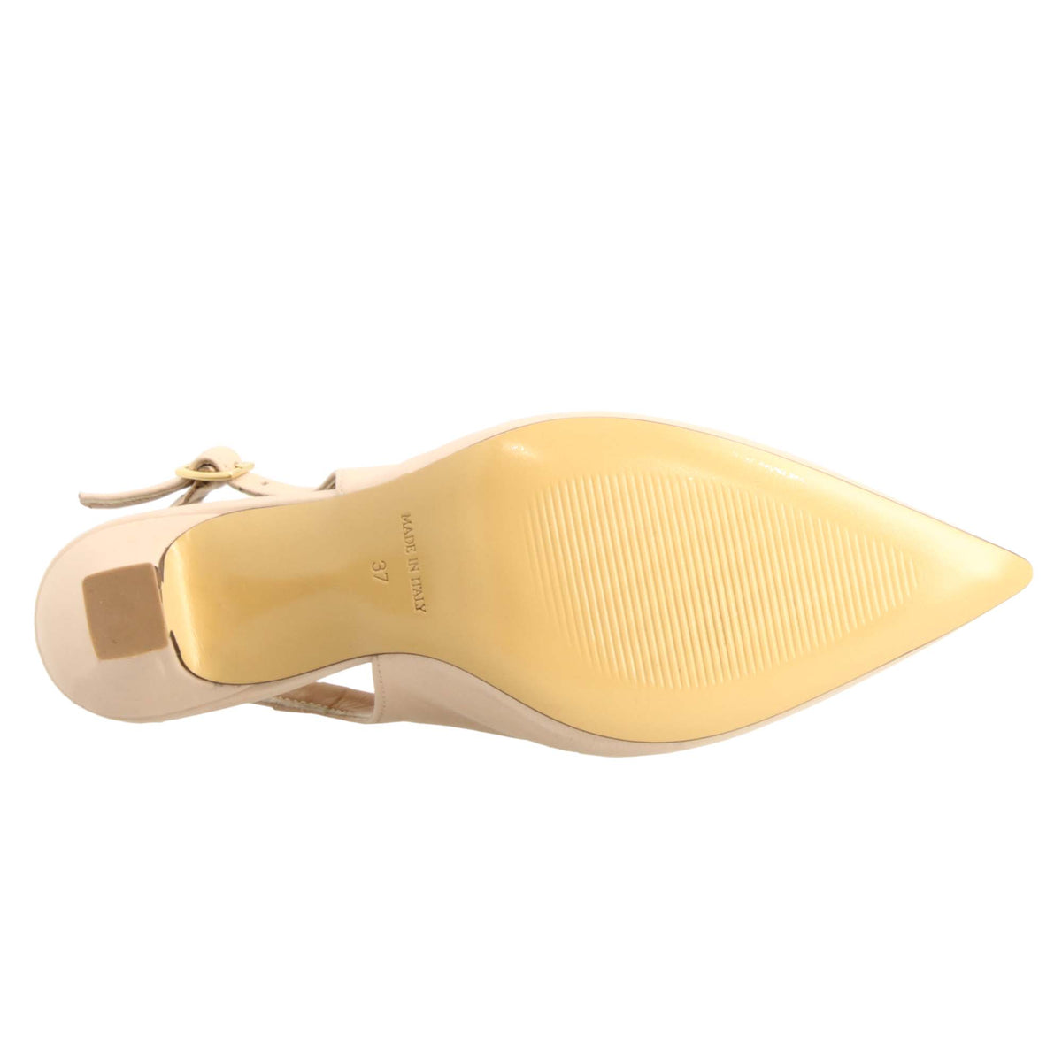 Décolleté slingback da donna a punta e tacco alto in pelle beige - LeonardoShoes