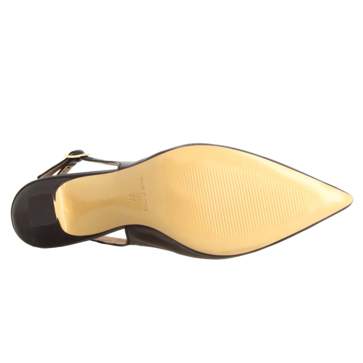 Décolleté slingback da donna a punta e tacco alto in pelle nera - LeonardoShoes