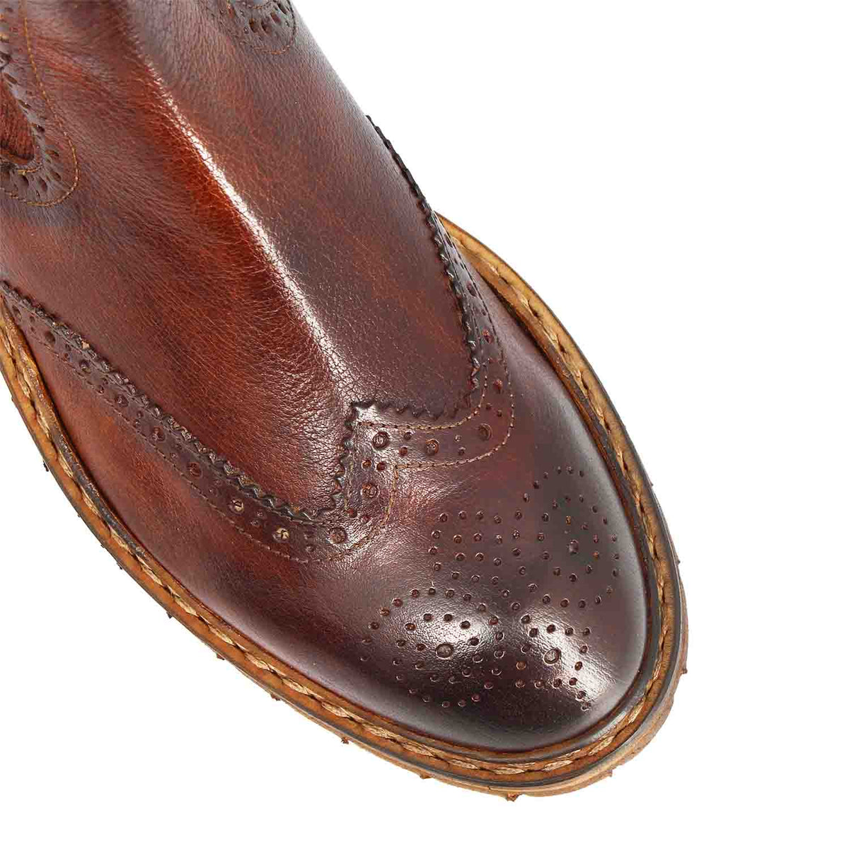 Basilio stivaletto Chelsea brogue da uomo in pelle marrone