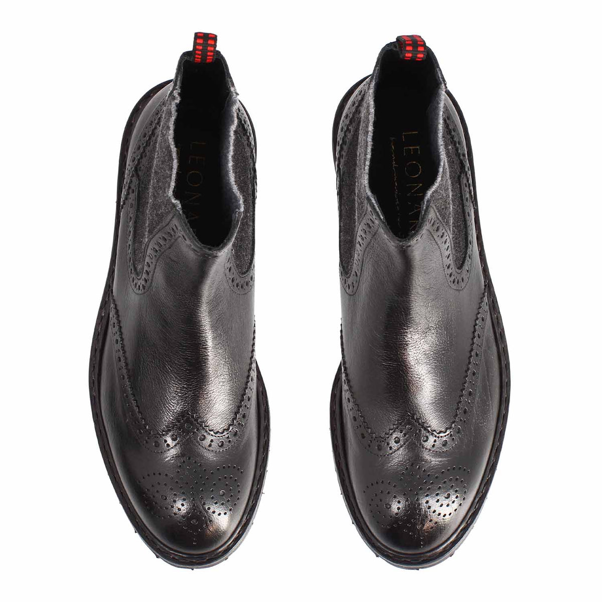 Basilio stivaletto Chelsea brogue da uomo in pelle nera