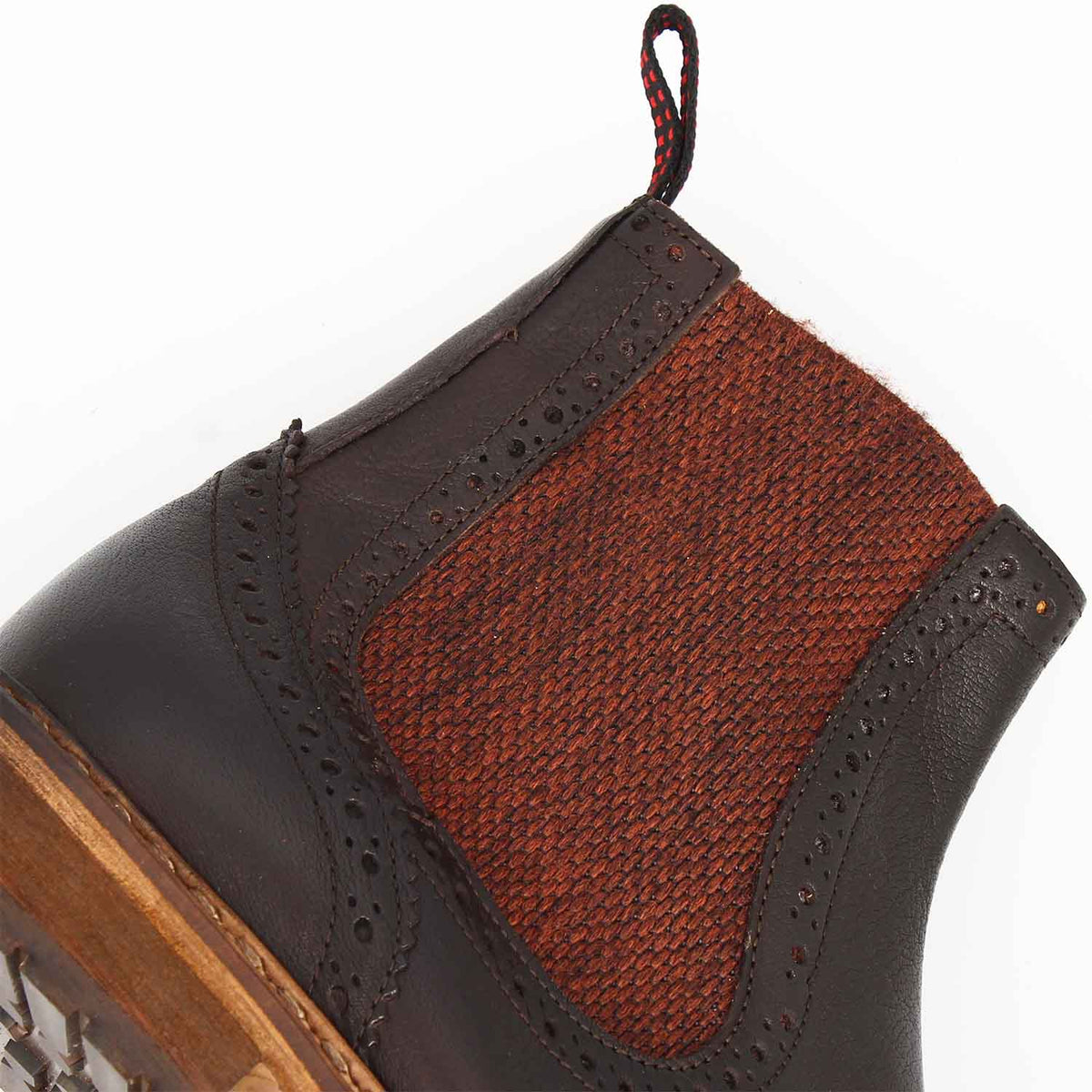 Basilio stivaletto Chelsea brogue da uomo in pelle marrone scuro