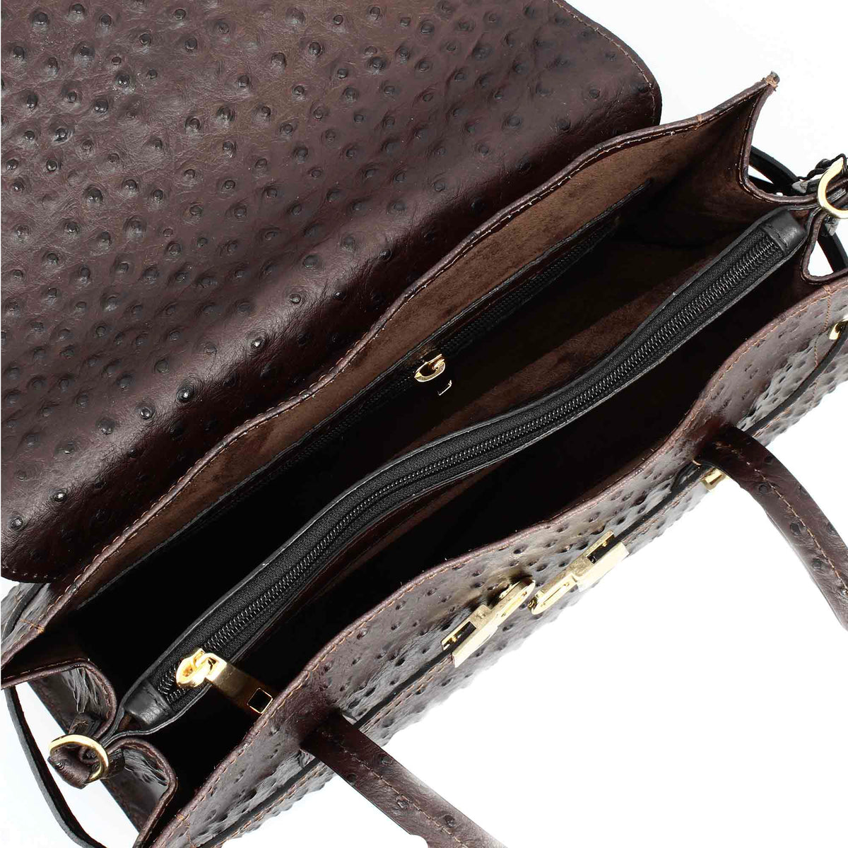 Borsa a mano grande artigianale da donna in pelle stampata marrone scuro - LeonardoShoes