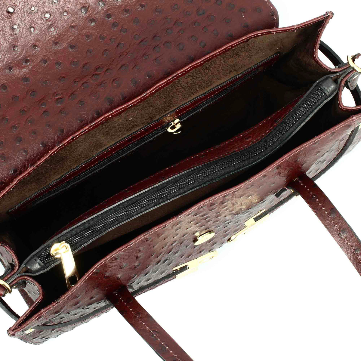 Borsa a mano grande artigianale da donna in pelle stampata bordeaux - LeonardoShoes