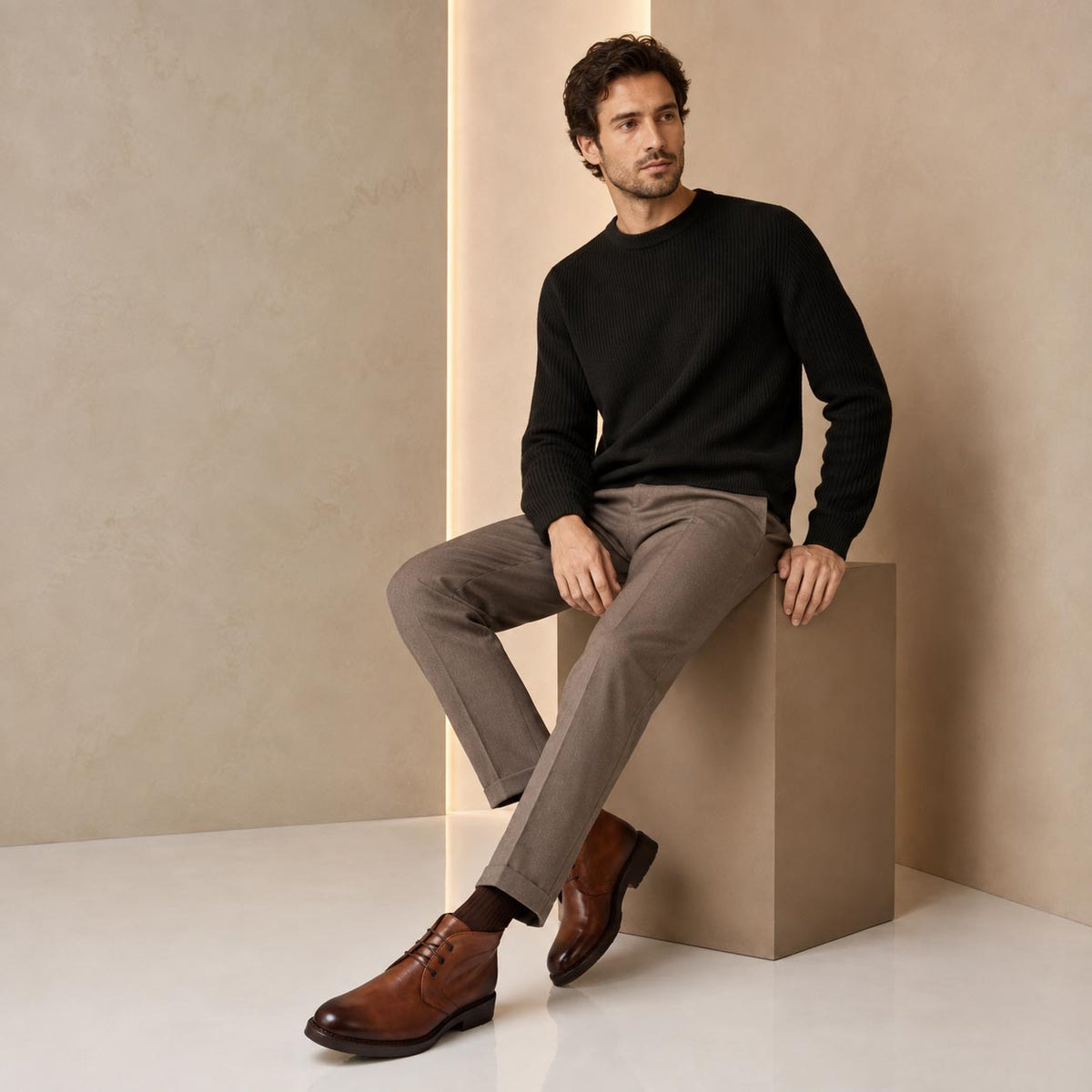 Bacco chukka boot da uomo in pelle marrone