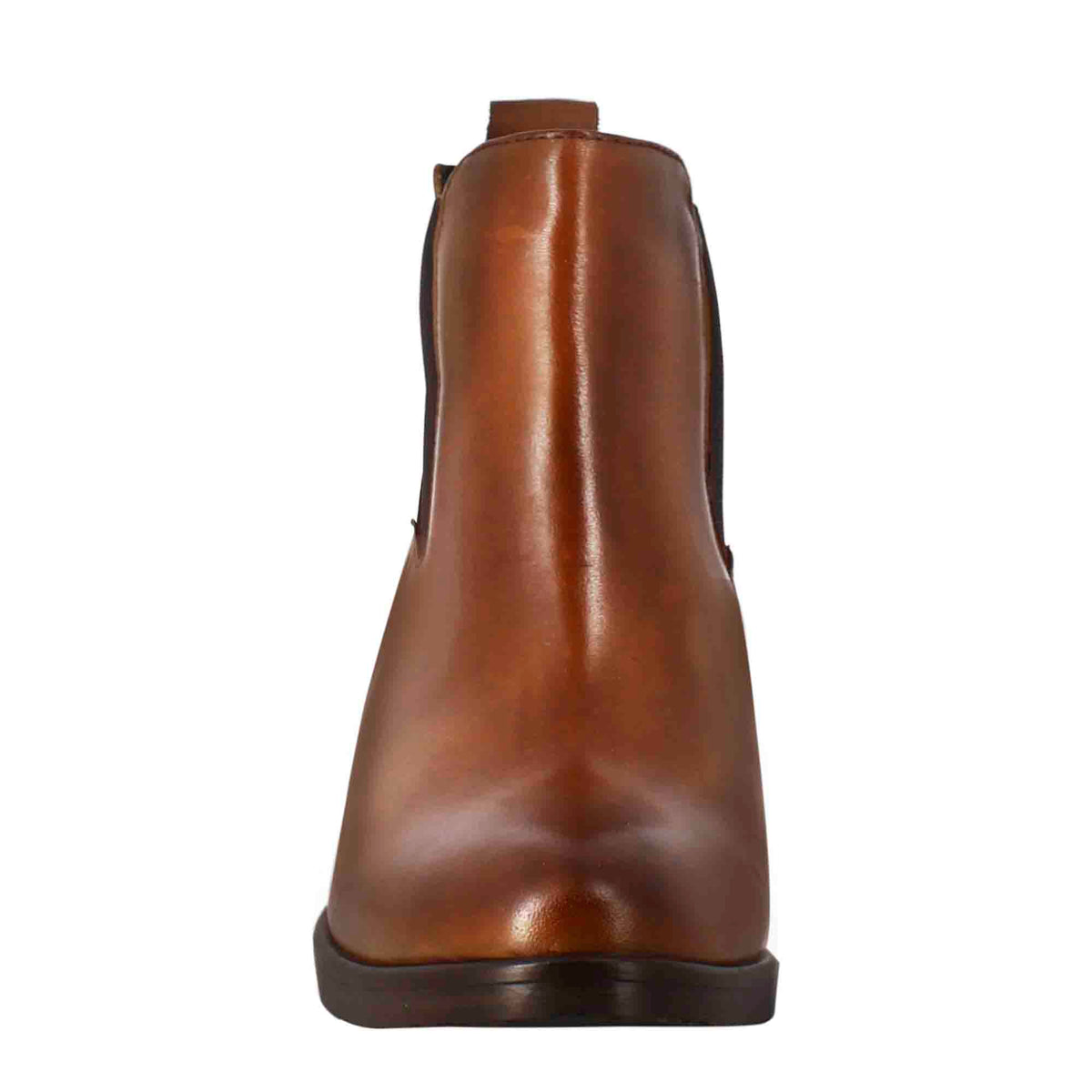 Chelsea da donna liscio con tacco medio in pelle marrone - LeonardoShoes