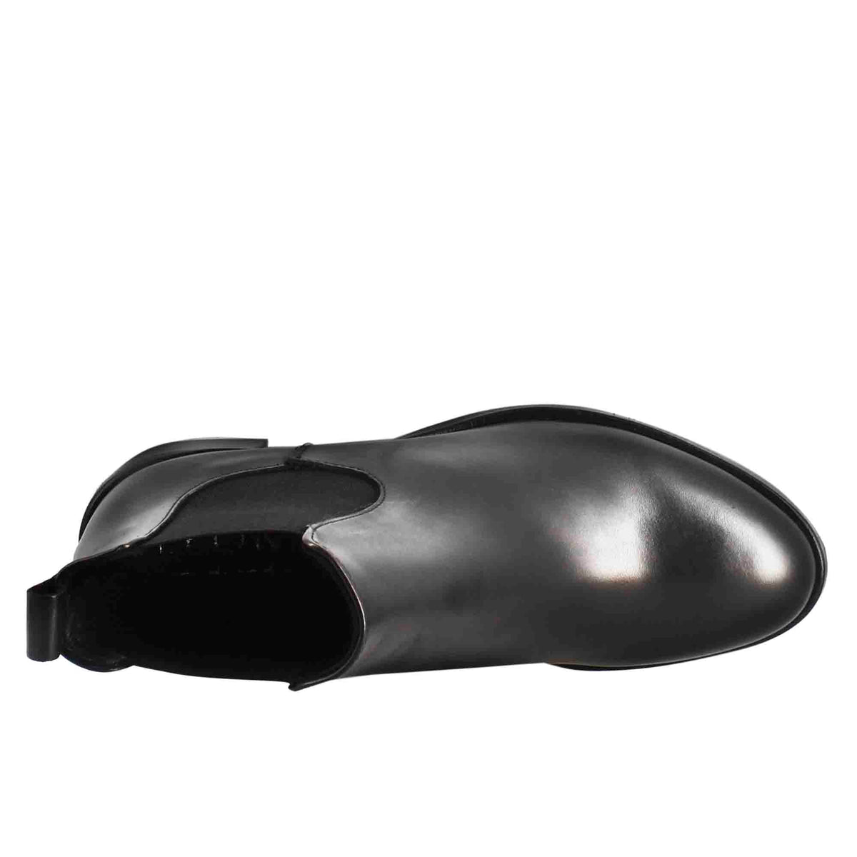 Chelsea da donna liscio con tacco medio in pelle colore nero - LeonardoShoes