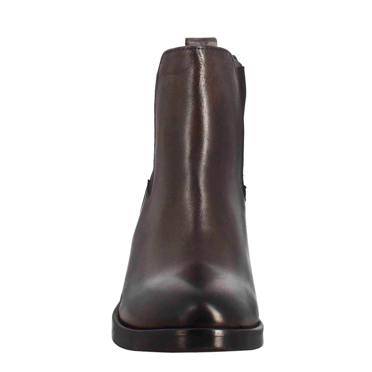 Chelsea da donna liscio con tacco medio in pelle marrone scuro - LeonardoShoes