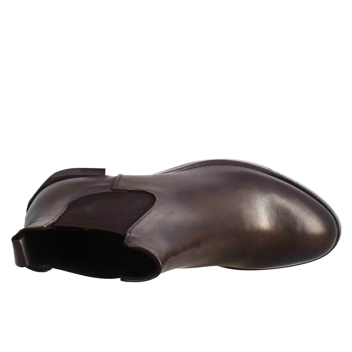 Chelsea da donna liscio con tacco medio in pelle marrone scuro - LeonardoShoes