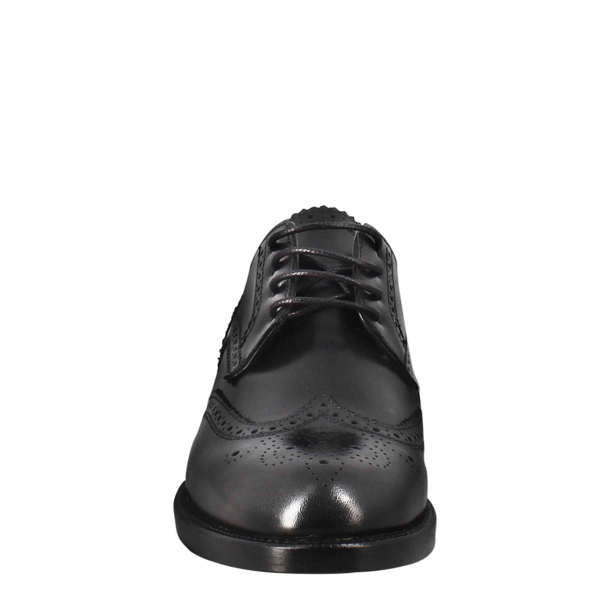 Derby da donna con effetto brogue in pelle colore nero - LeonardoShoes