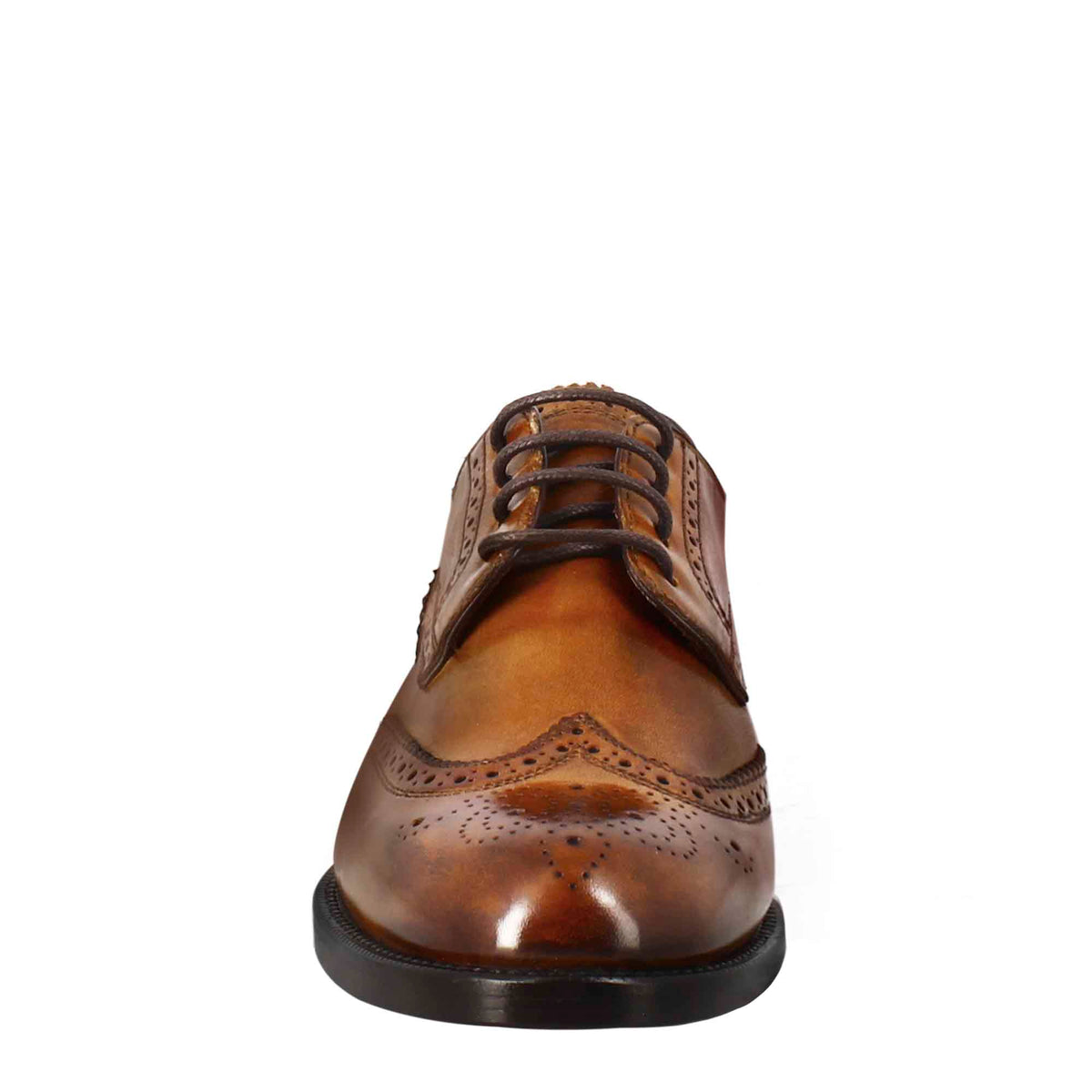 Derby da donna con effetto brogue in pelle colore marrone chiaro - LeonardoShoes