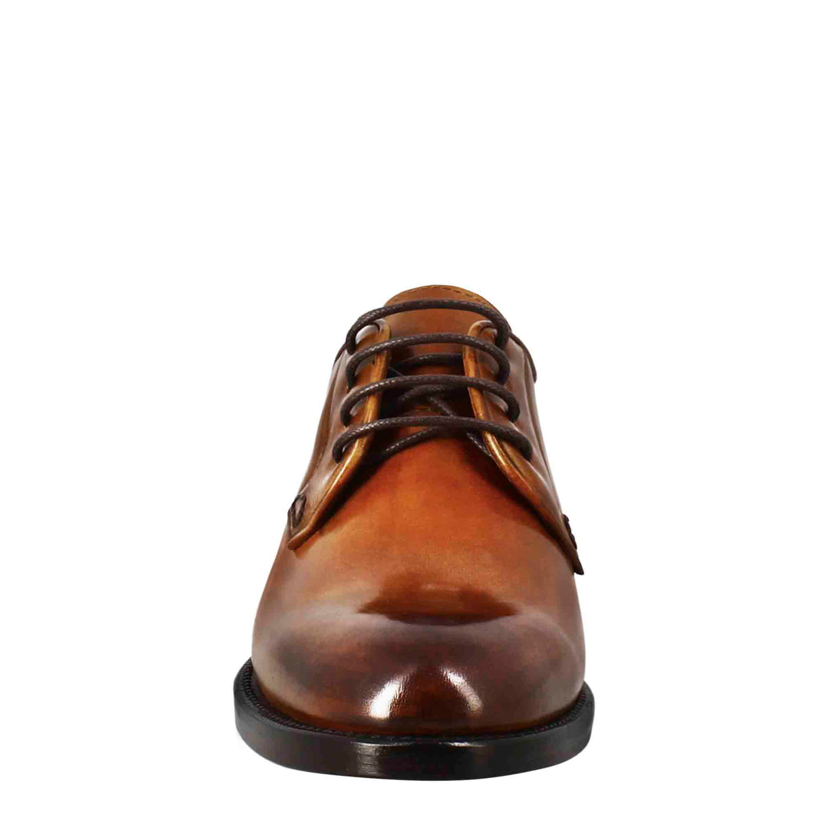 Derby da donna liscio in pelle colore marrone chiaro - LeonardoShoes