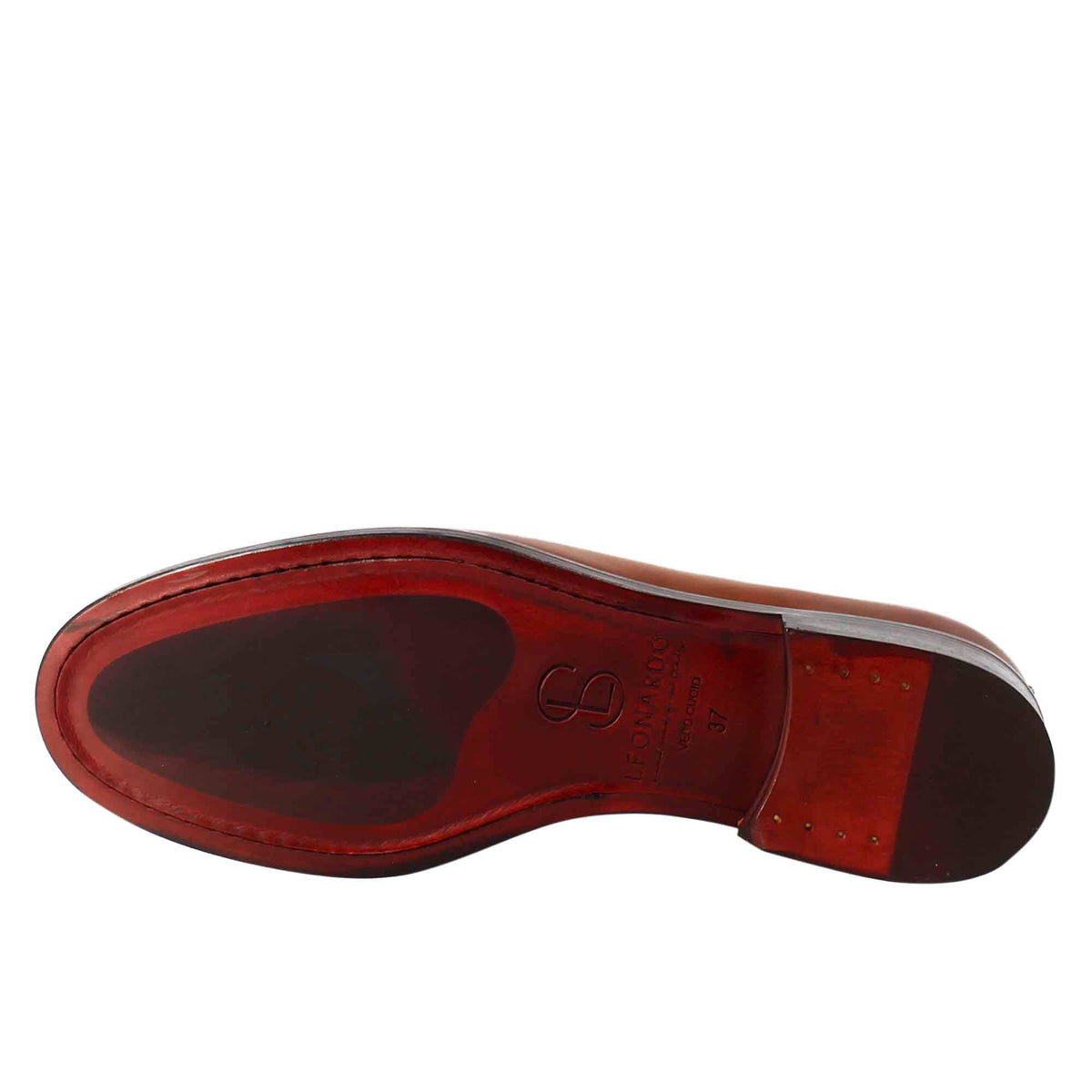 Derby da donna liscio in pelle colore marrone chiaro - LeonardoShoes