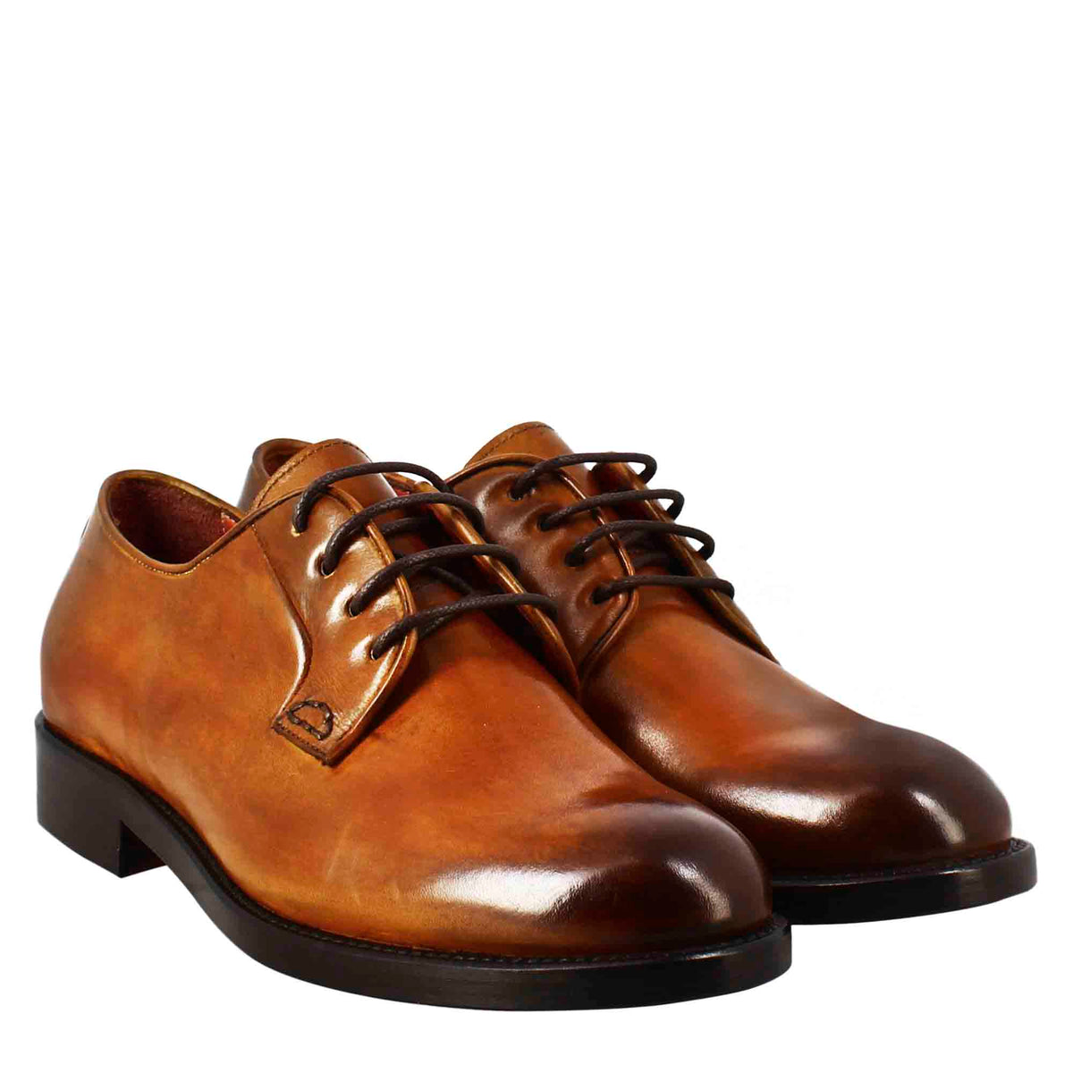 Derby da donna in pelle marrone