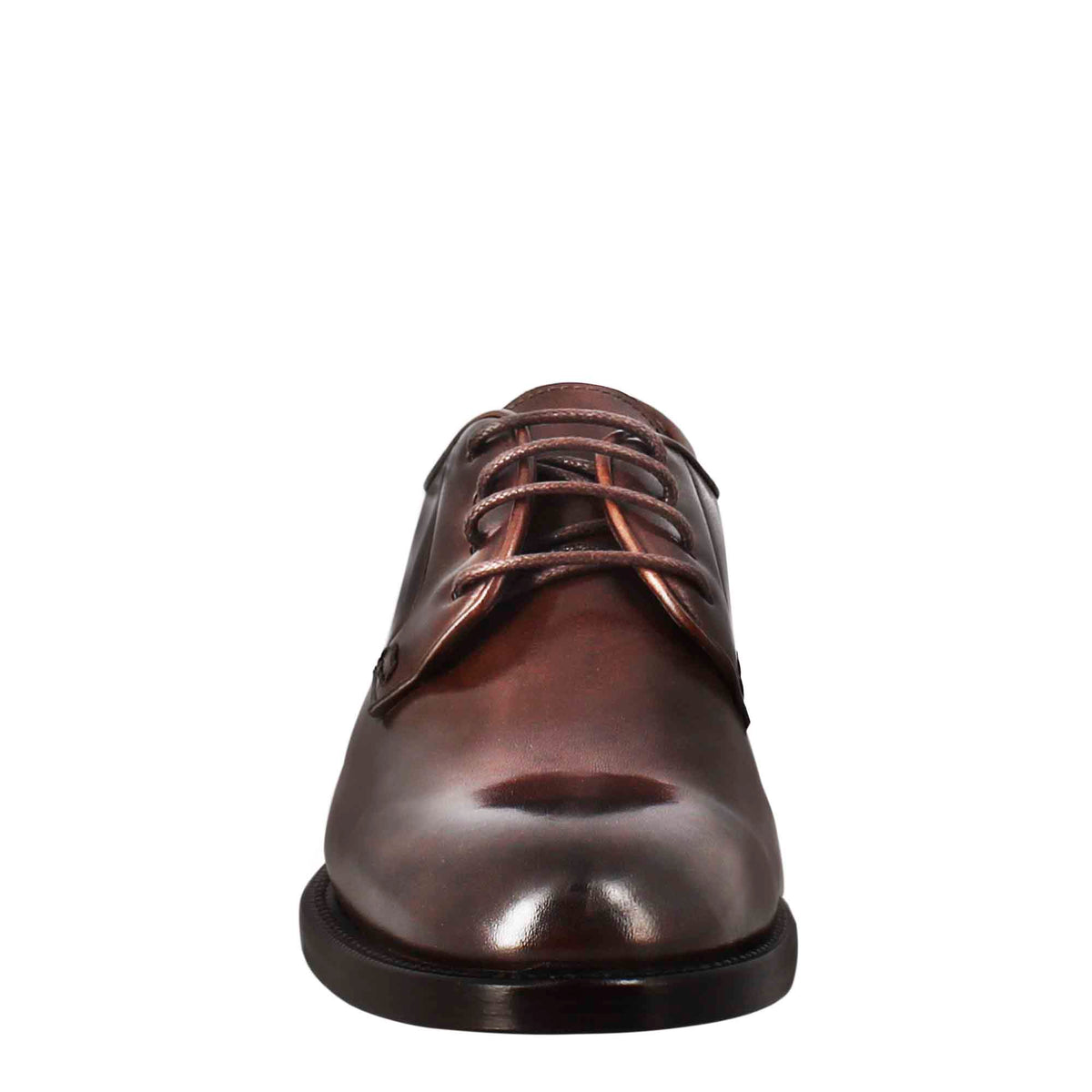 Derby da donna in pelle liscia colore marrone scuro - LeonardoShoes