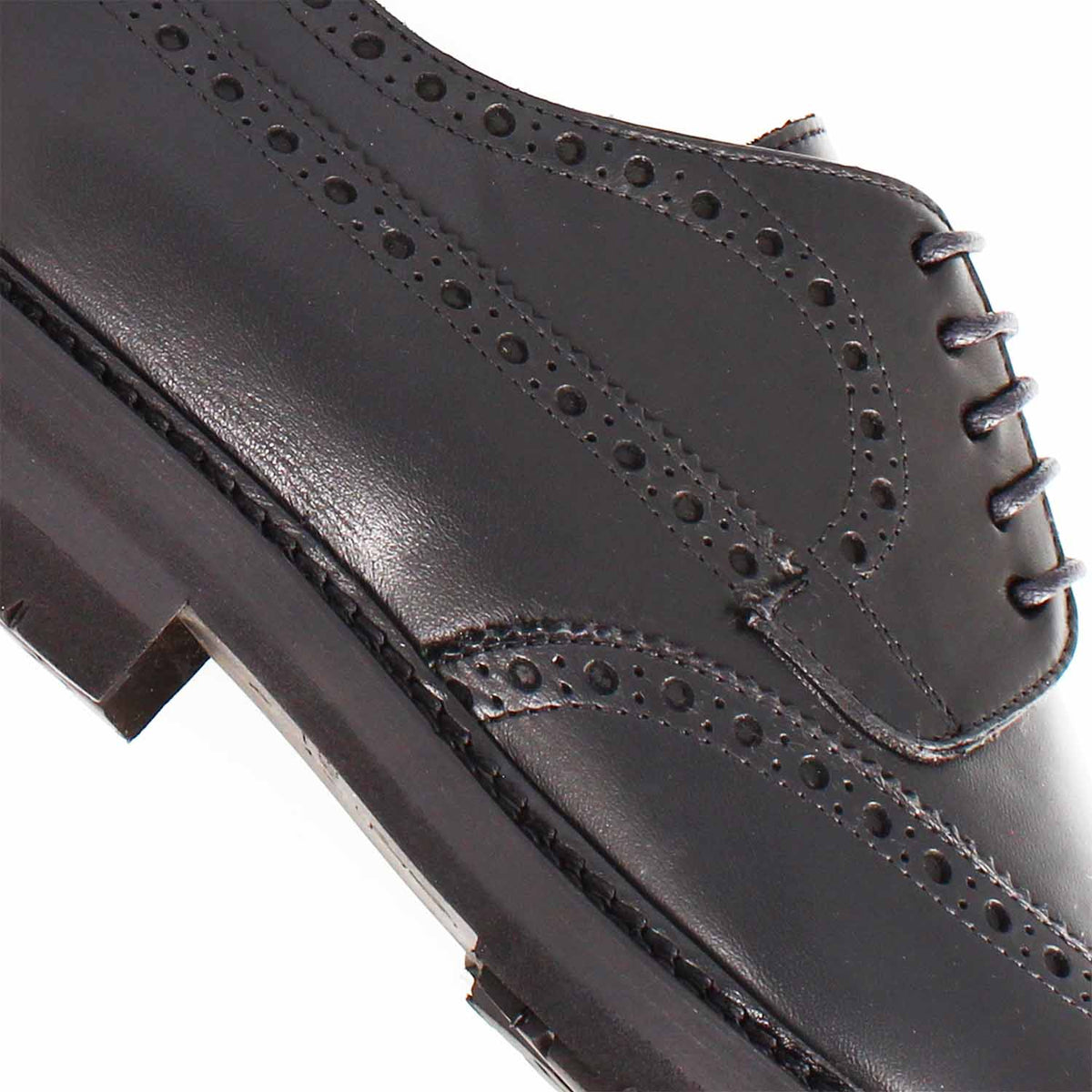 Massimo Brogue Derby Shoe for Men in Black Leather
