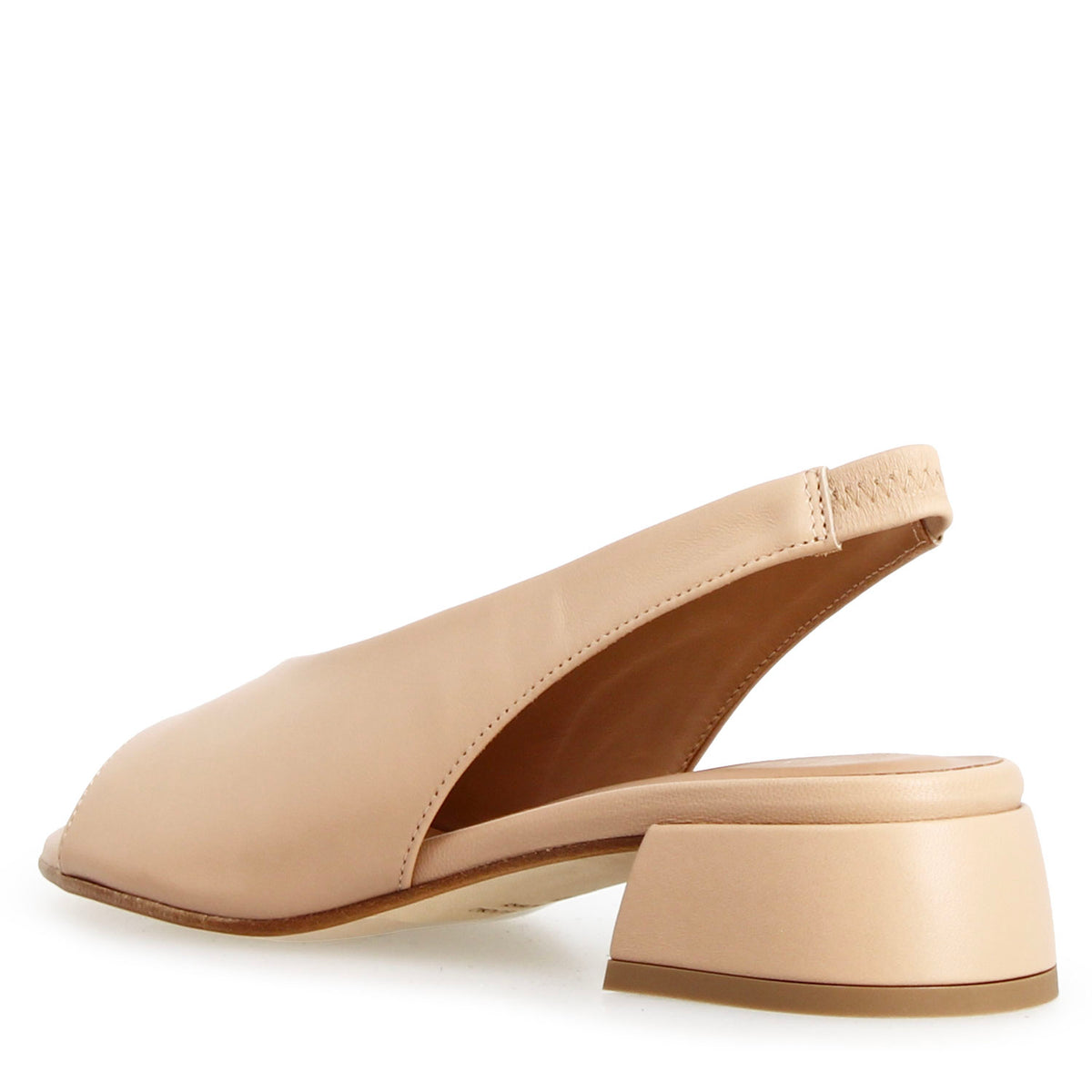Sandalo Elettra da donna in pelle beige con tacco - LeonardoShoes