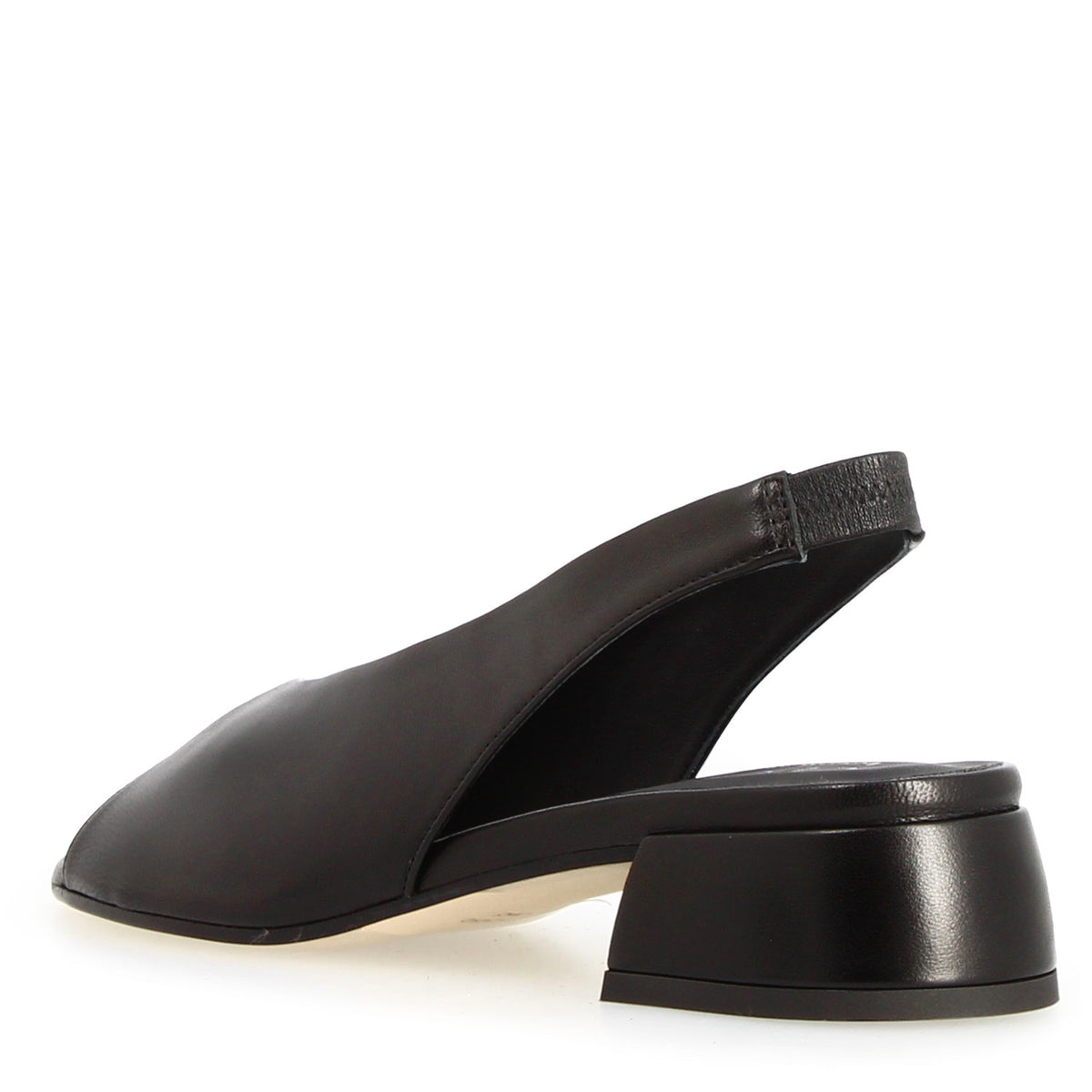 Sandalo da donna Elettra con tacco in pelle nera - LeonardoShoes
