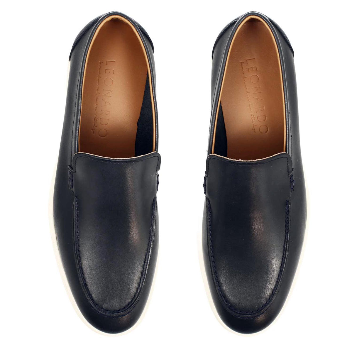 Mocassino Elite da uomo in pelle blu - LeonardoShoes