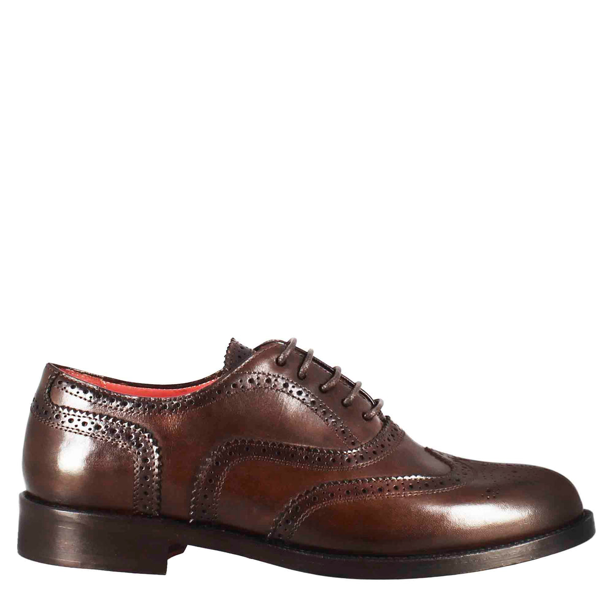 Francesina da donna con dettagli brogue in pelle marrone scuro - LeonardoShoes