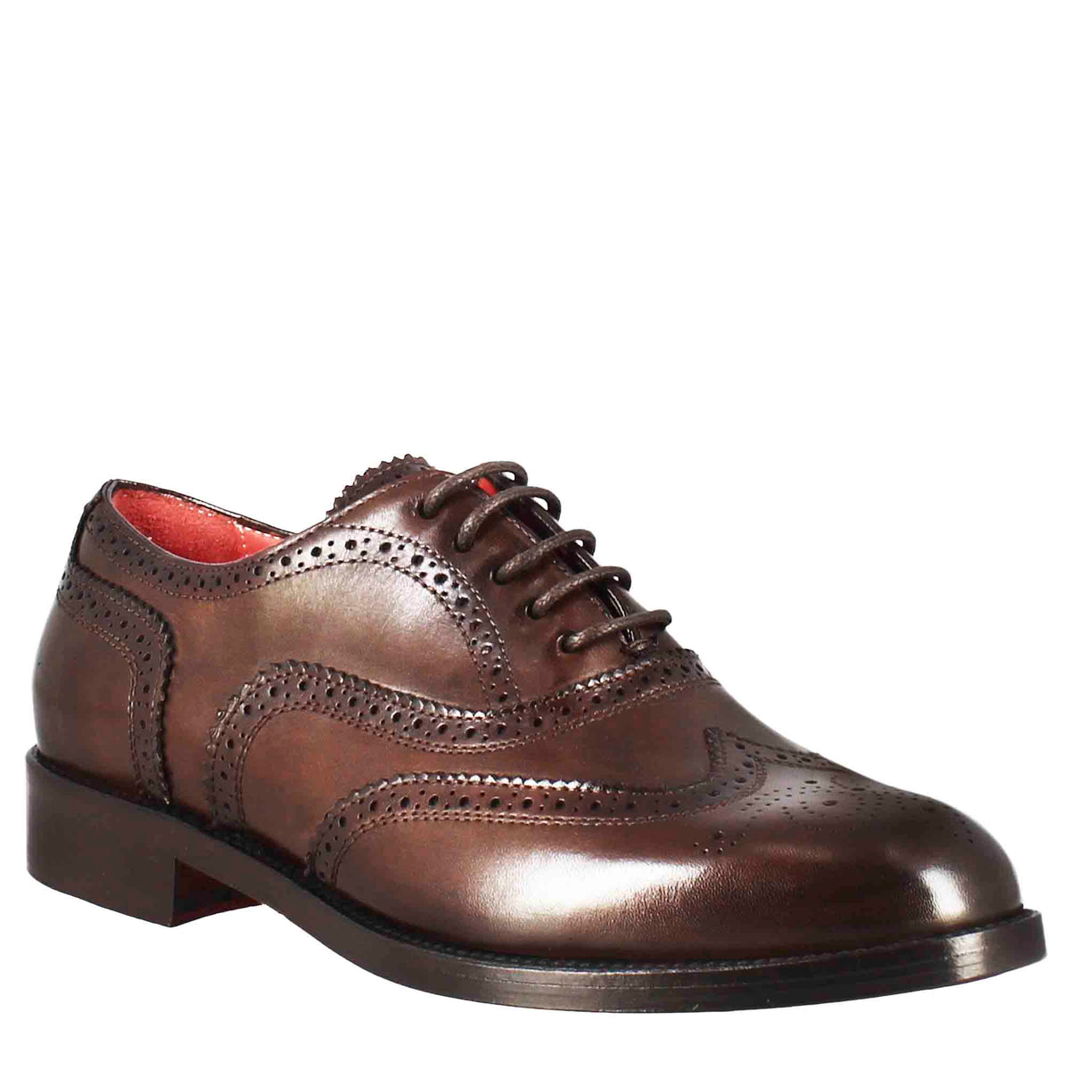 Francesina da donna con dettagli brogue in pelle marrone scuro - LeonardoShoes